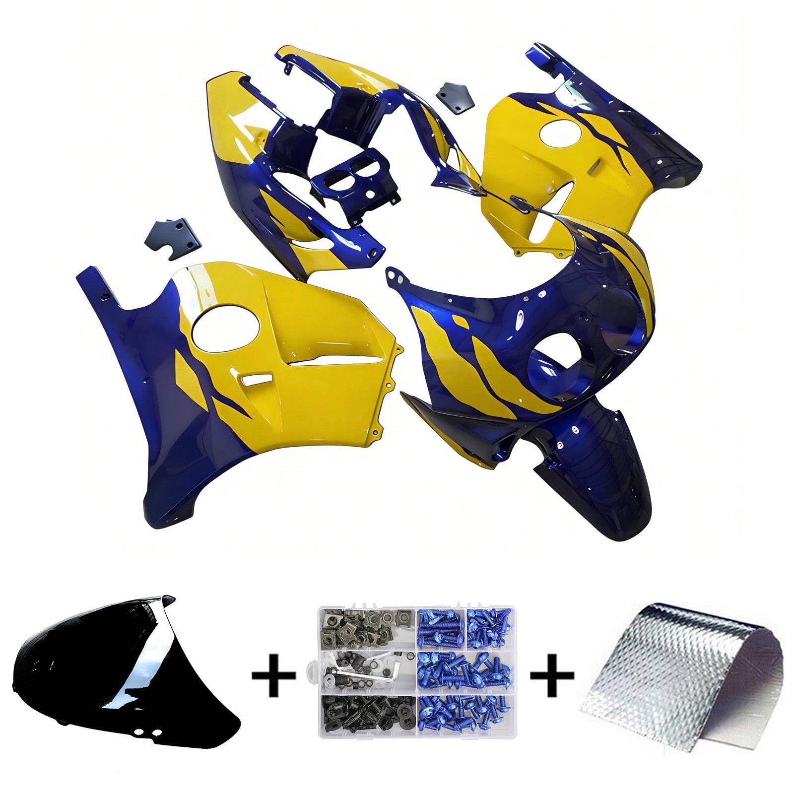 Amotopart 1990-1998 Honda CBR250RR MC22 Blue Yellow Fairing Kit