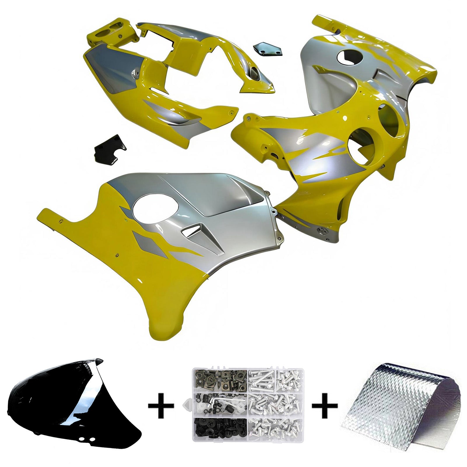 Amotopart 1990-1998 Honda CBR250RR MC22 Yellow Grey Fairing Kit