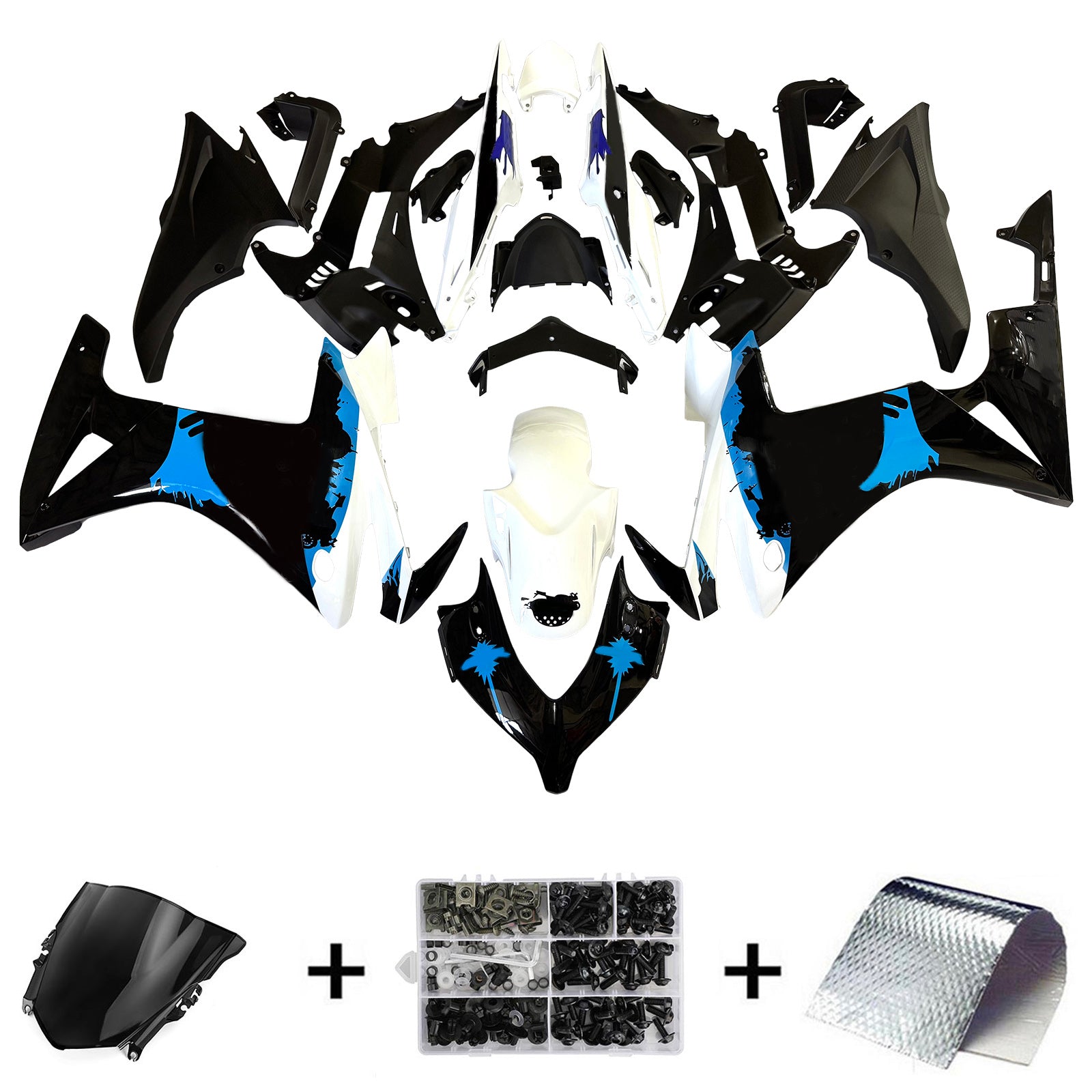Amotopart 2013-2015 Honda CBR500R Fairing Black&White Spot Kit
