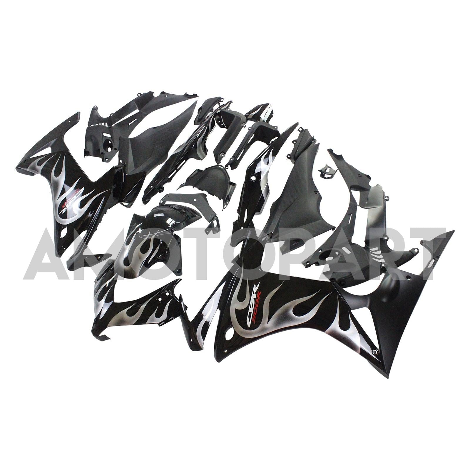 Amotopart 2013-2015 Honda CBR500R Fairing Black&Fire Kit