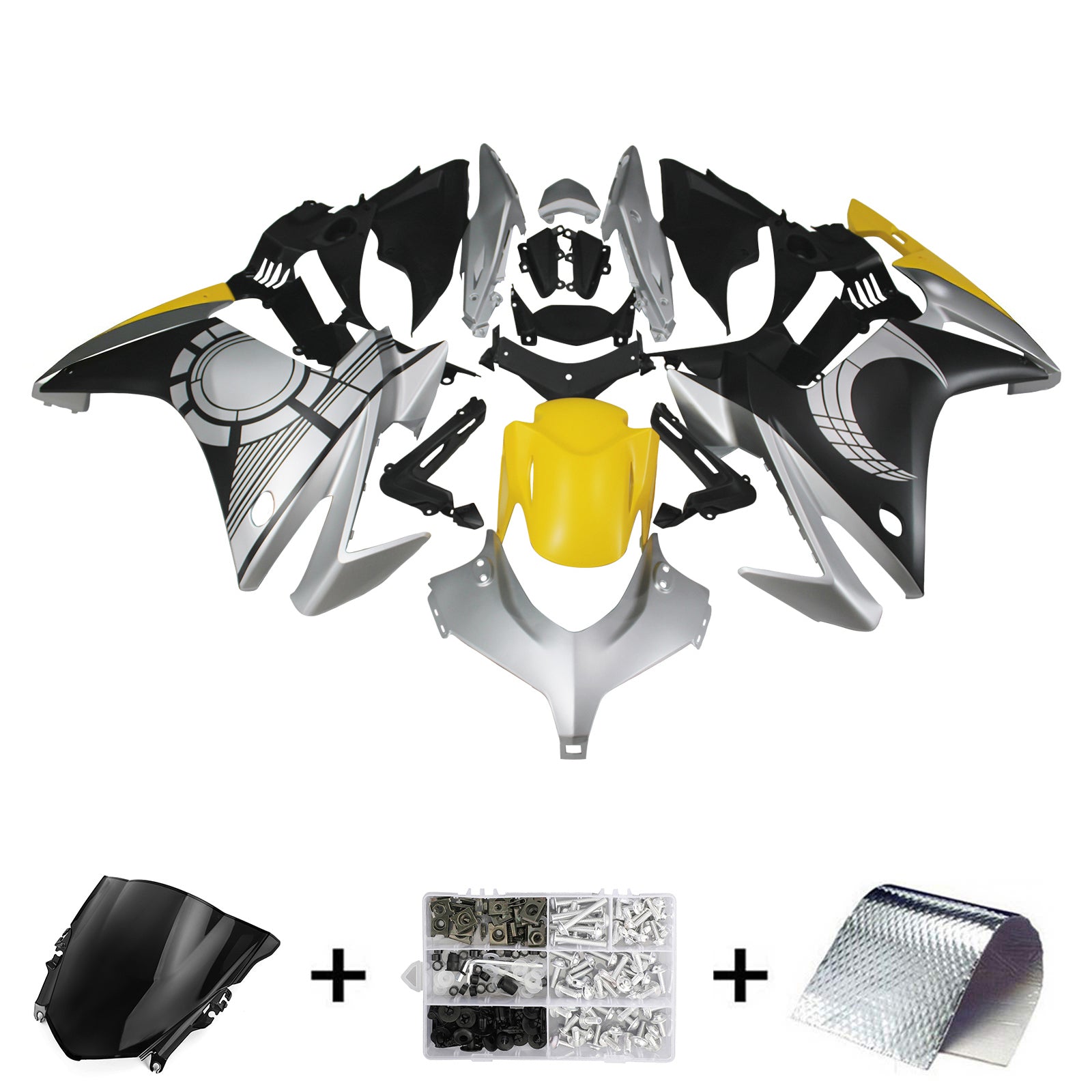 Amotopart 2013-2015 CBR500R Honda Grau&Gelber Verkleidungssatz