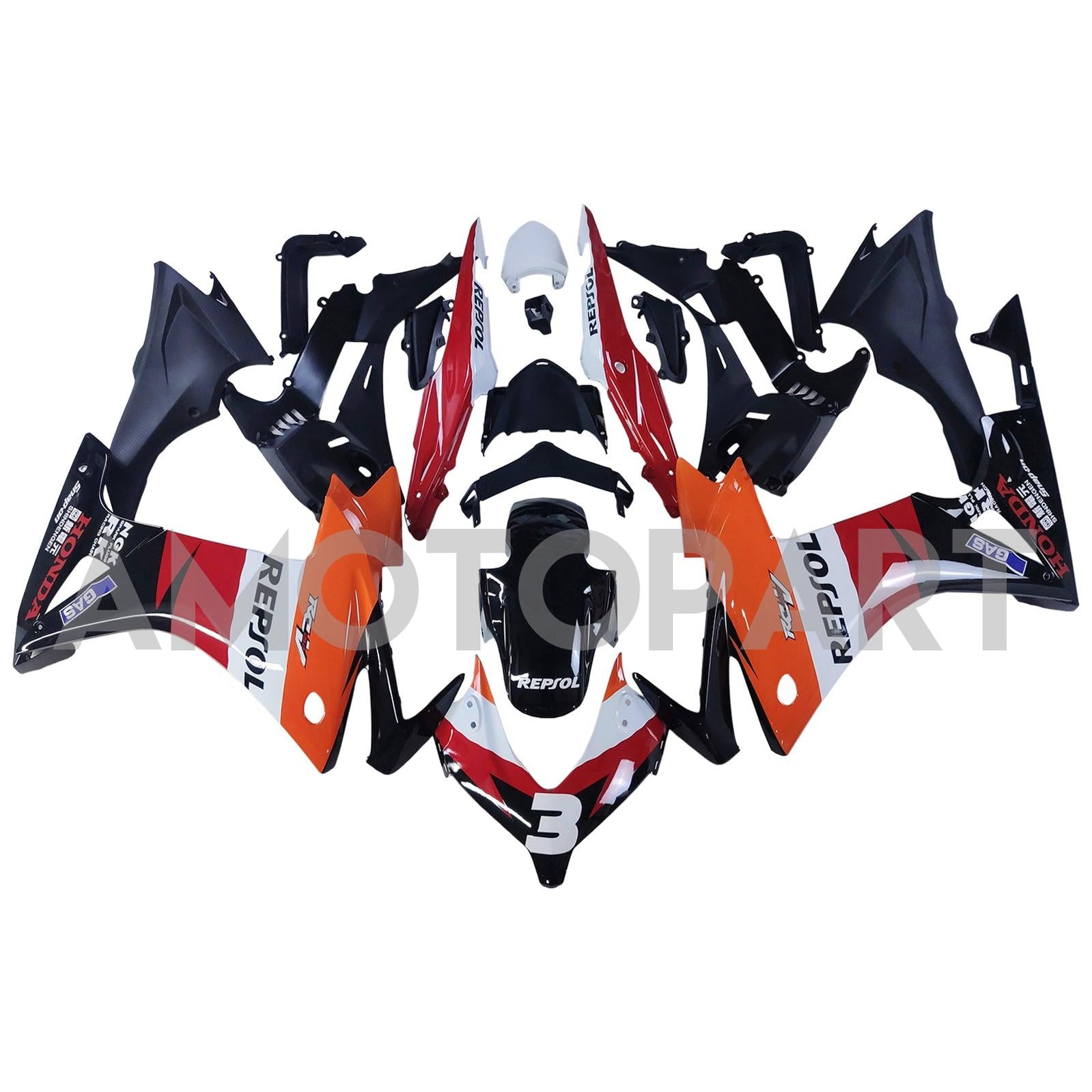 Amotopart 2013-2015 CBR500R Honda Red&Orange Repjol Fairing Kit
