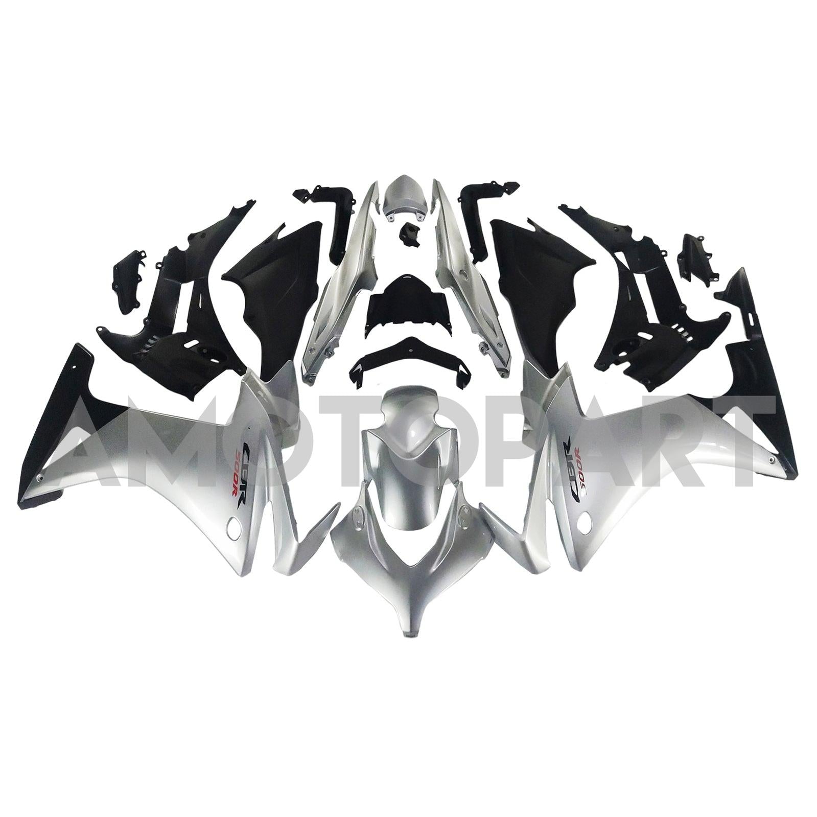 Amotopart 2013-2015 CBR500R Honda Gloss Silver&Black Fairing Kit