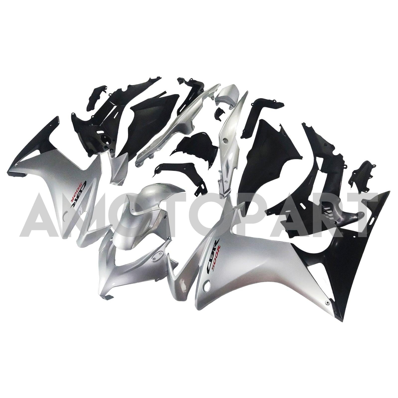 Amotopart 2013-2015 CBR500R Honda Gloss Silver&Black Fairing Kit