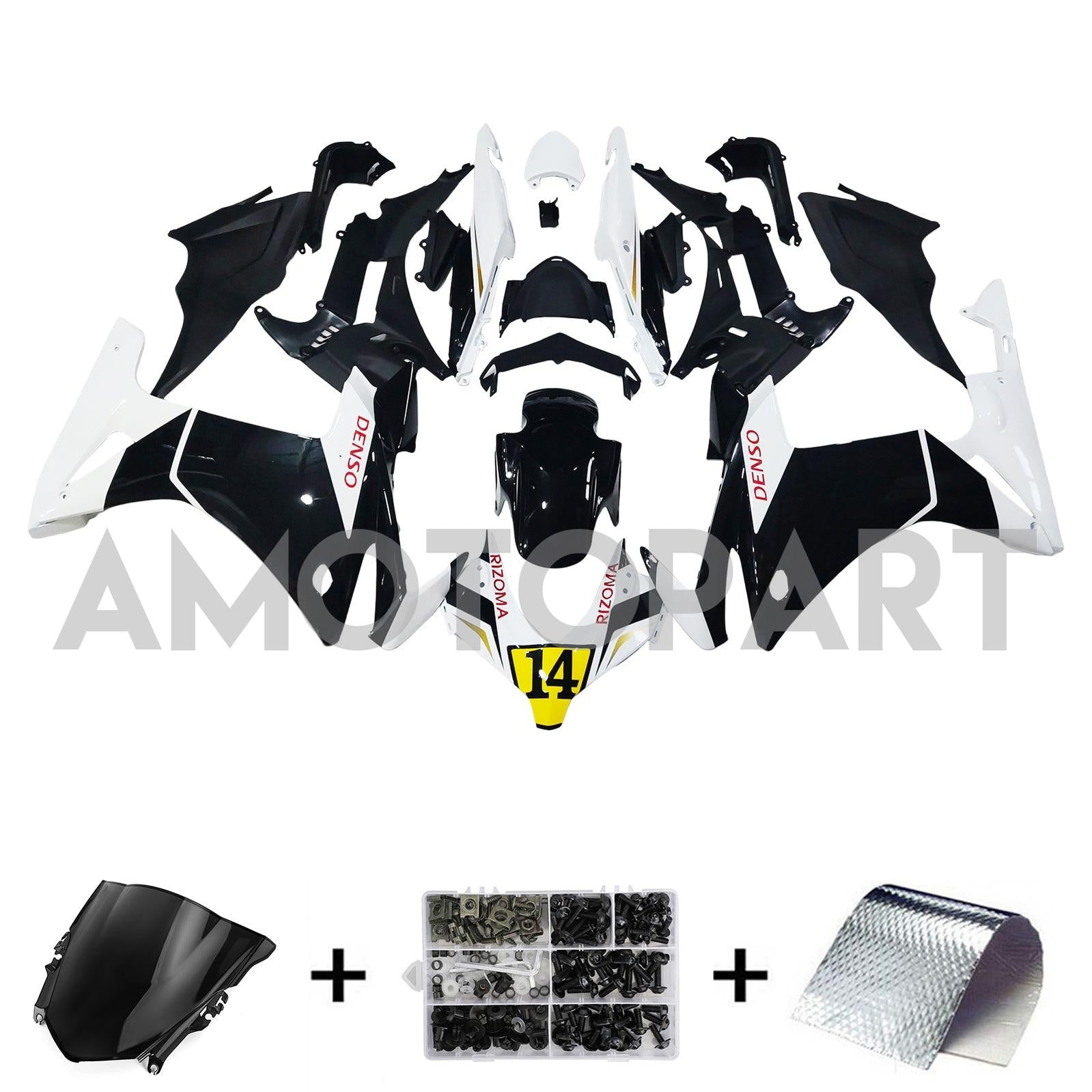 Amotopart 2013-2015 Honda CBR500R White Black Fairing Kit