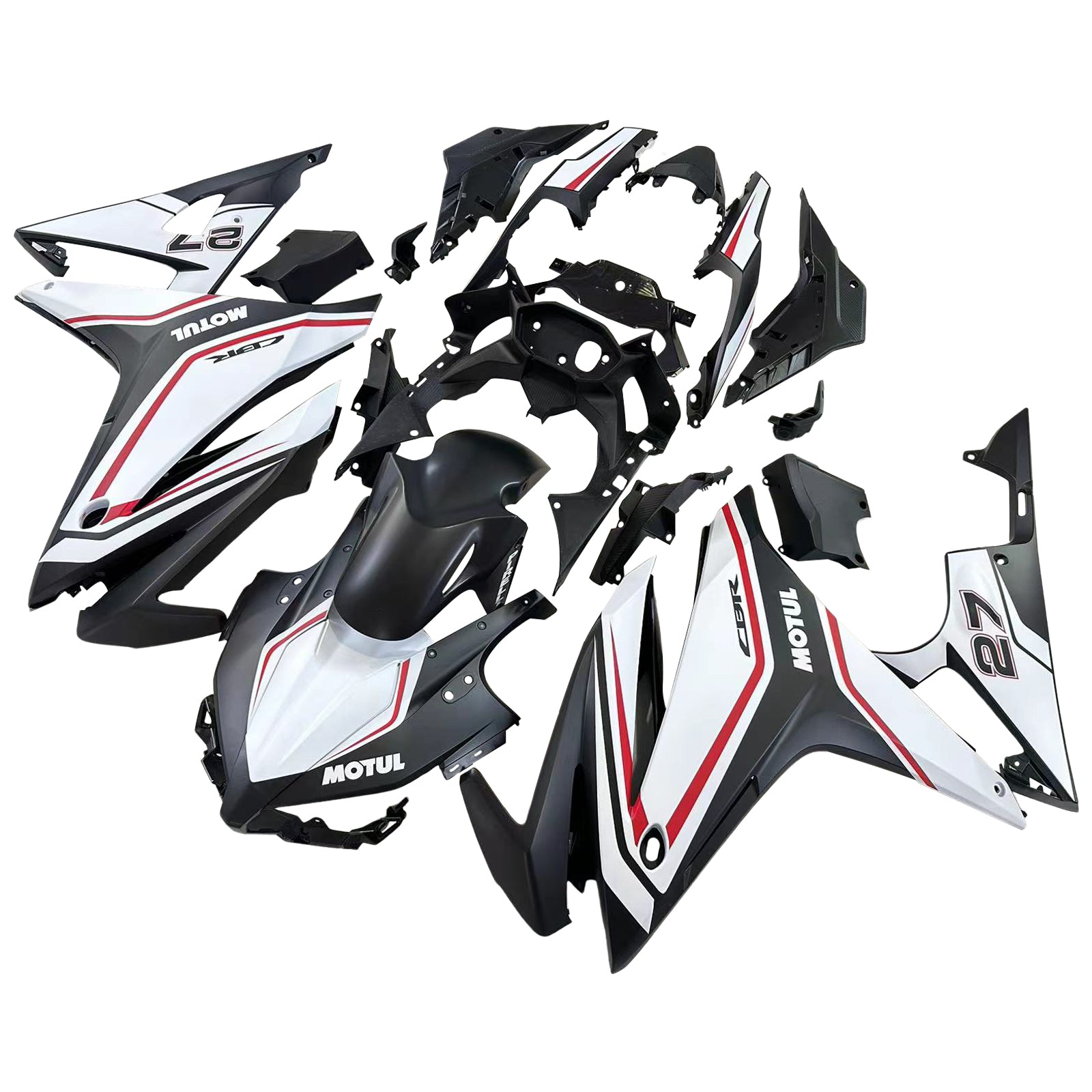 Amotopart 2016-2018 Honda CBR500R Fairing White & Red Stripe Kit