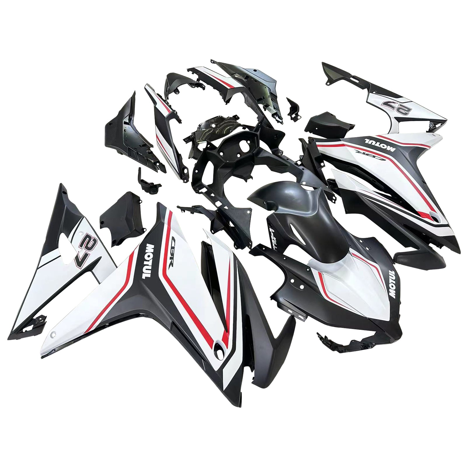 Amotopart 2016-2018 Honda CBR500R Fairing White & Red Stripe Kit