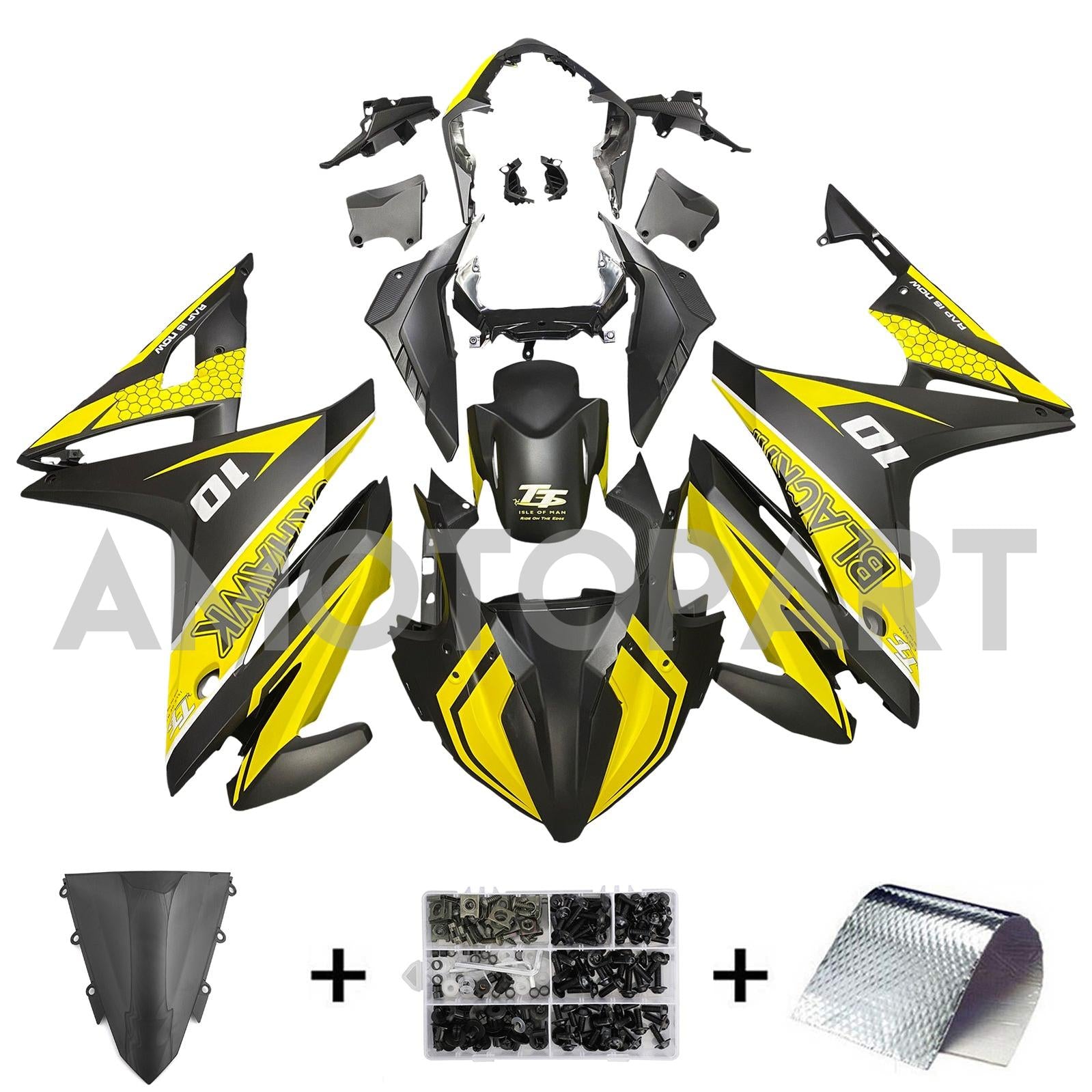 Amotopart 2016-2018 Honda CBR500R Fairing Yellow&Black Kit