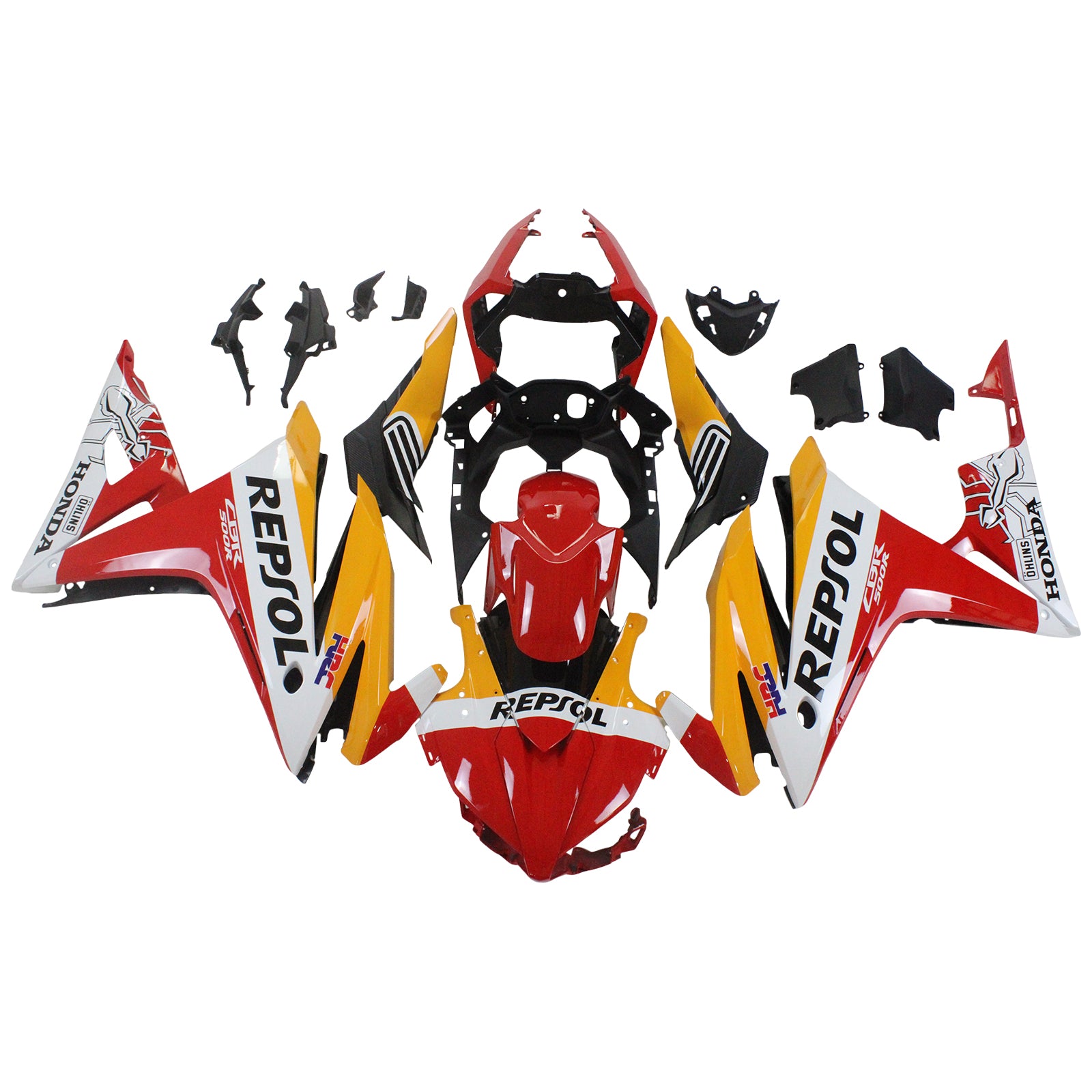 Amotopart 2016–2018 Honda CBR500R Verkleidung, Rot&Orange Repjol Kit