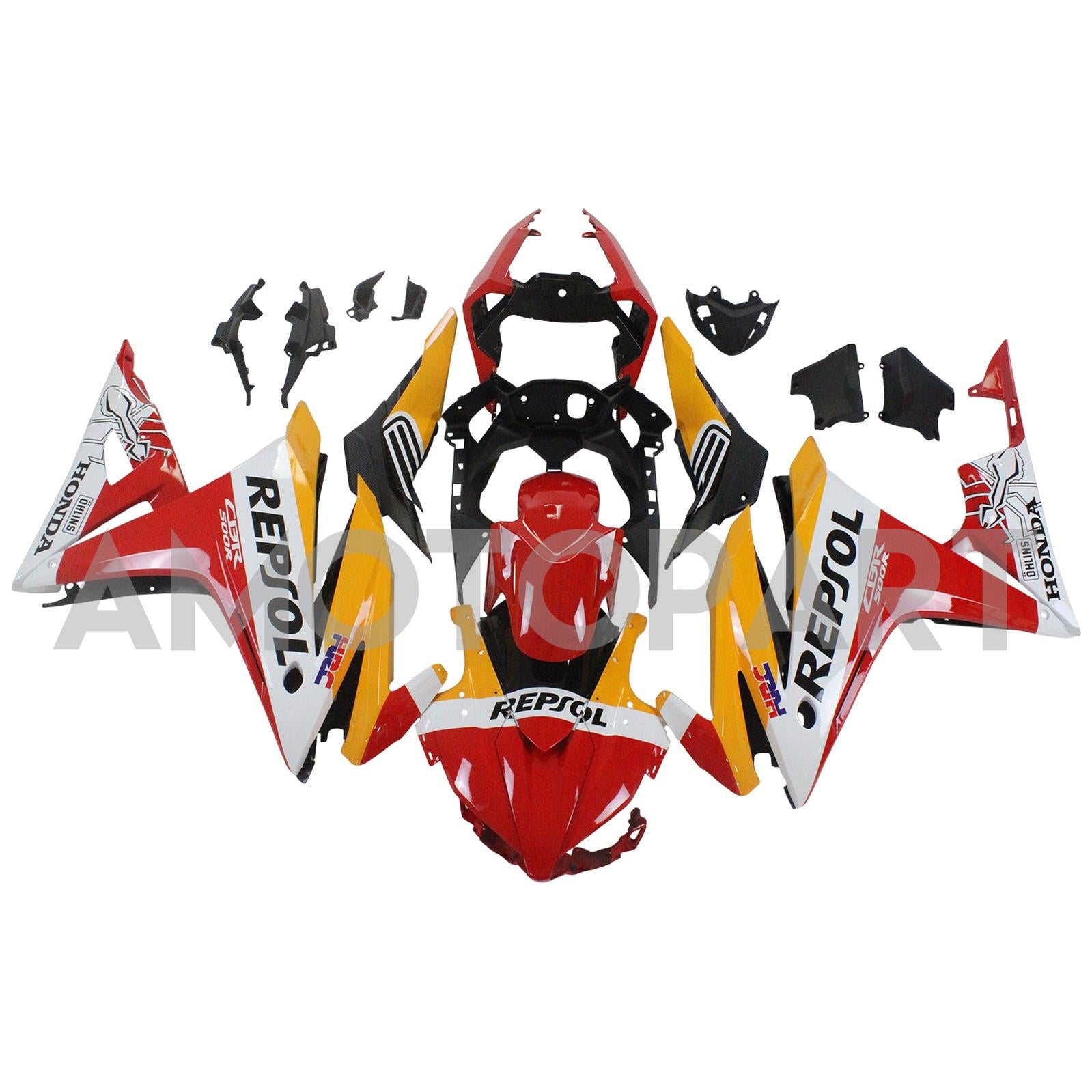 Amotopart 2016-2018 Honda CBR500R Fairing Red&Orange Repjol Kit
