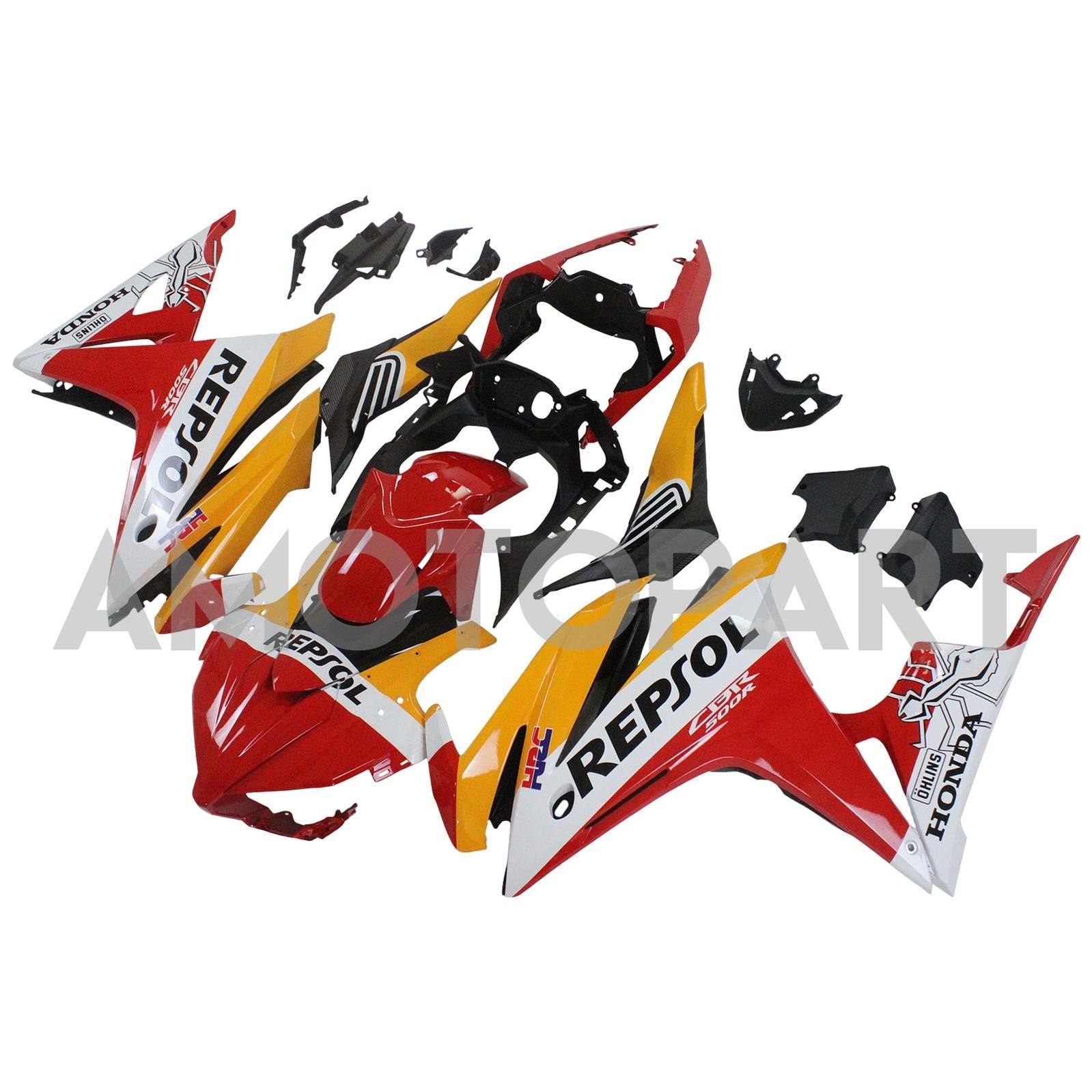 Amotopart 2016-2018 Honda CBR500R Fairing Red&Orange Repjol Kit
