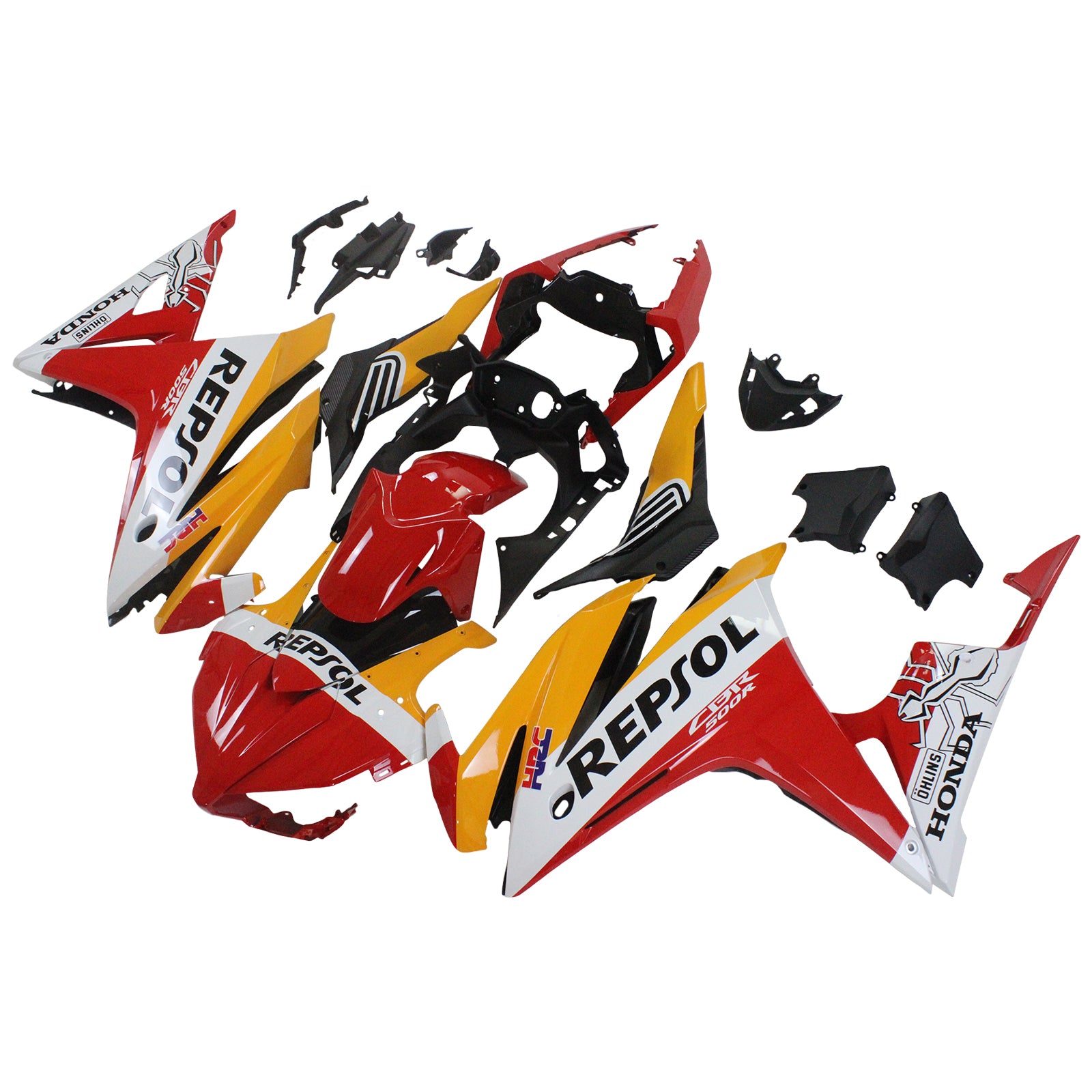 Amotopart 2016–2018 Honda CBR500R Verkleidung, Rot&Orange Repjol Kit