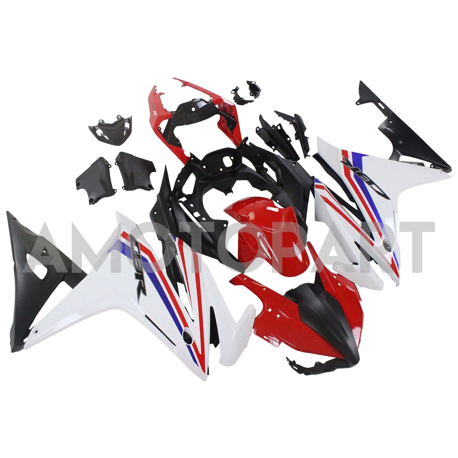 Amotopart 2016-2018 ホンダ CBR500R フェアリング ホワイト&レッド キット