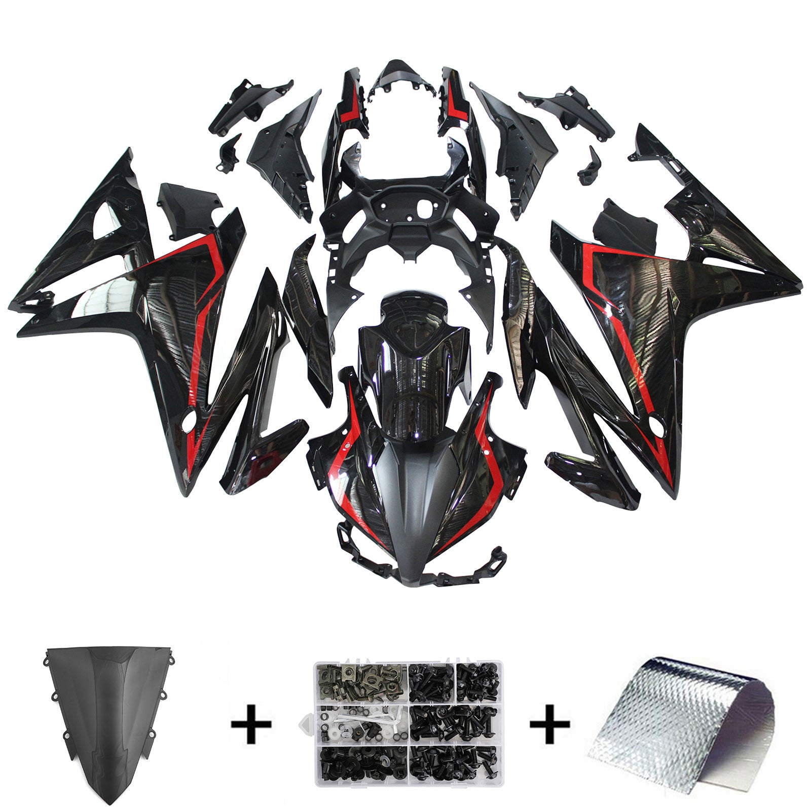 Amotopart 2016-2018 Honda CBR500R Black Red Fairing Kit