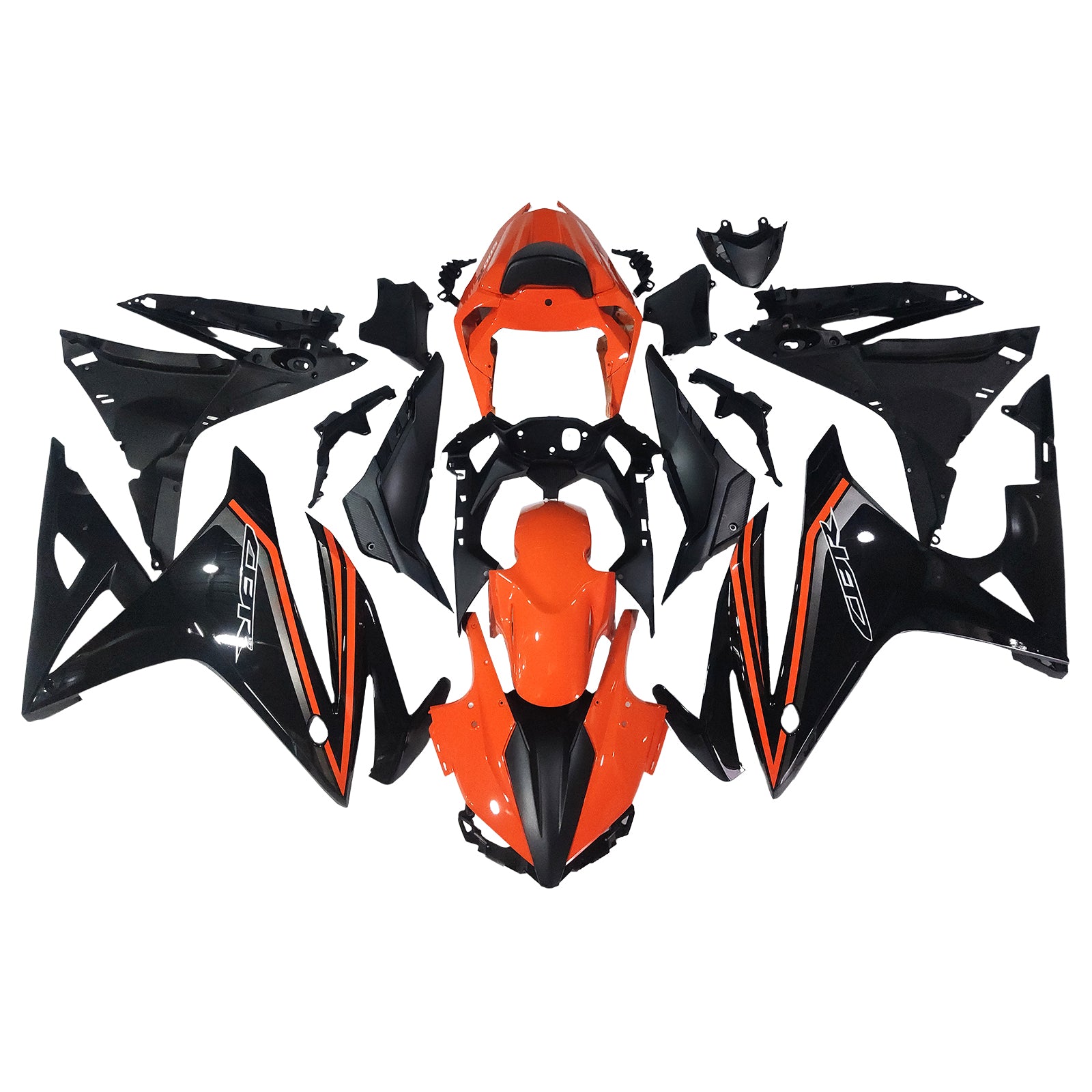 Amotopart 2016-2018 Honda CBR500R Kit de carenado negro naranja