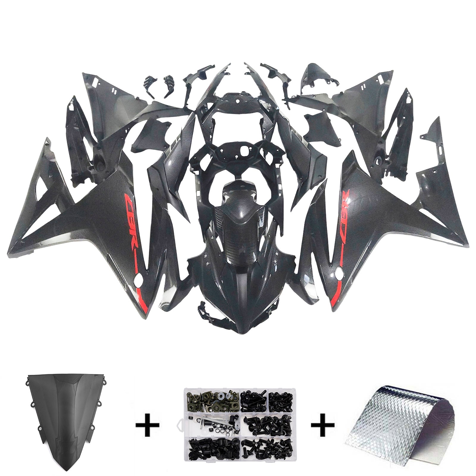 Amotopart 2016-2018 Honda CBR500R Carbon Fiber Pattern Fairing Kit