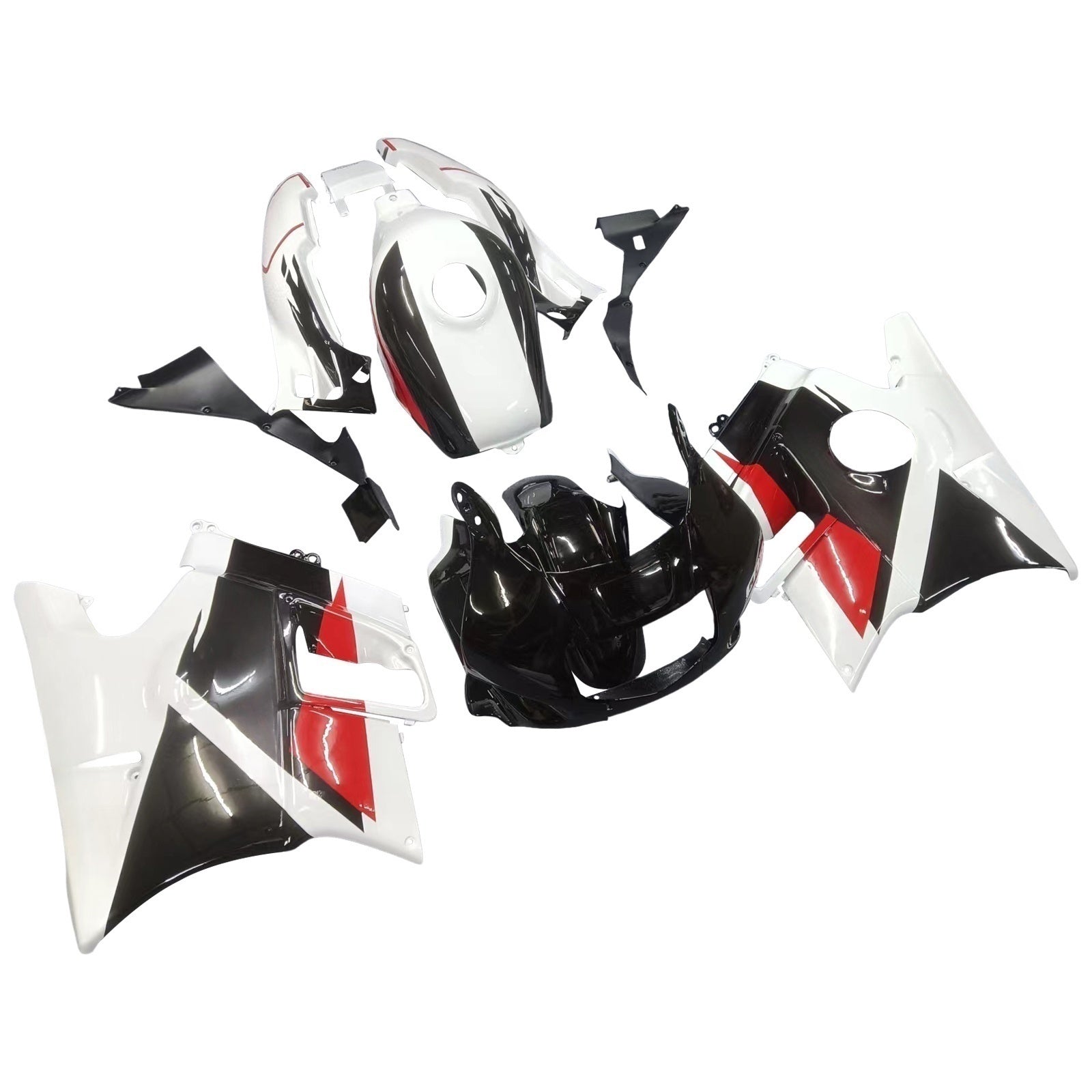 Amotopart Verkleidung für Honda CBR600 F2 (1991–1994), Weiß&Schwarzes Set