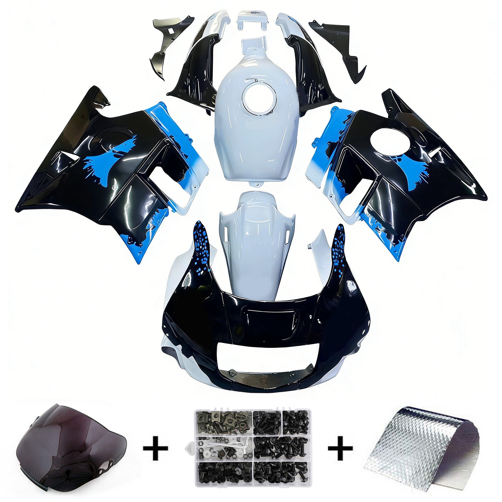 Amotopart 1991-1994 ホンダ CBR600 F2 ホワイト ブラック フェアリングキット