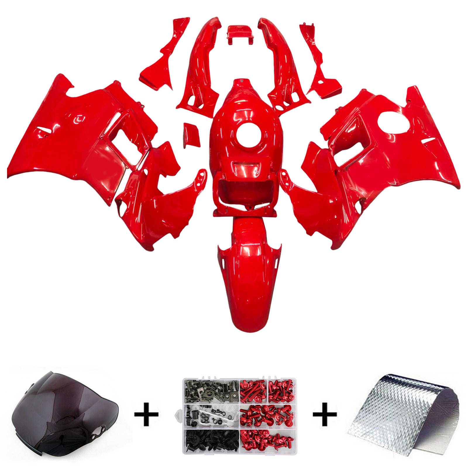 Amotopart 1991-1994 Honda CBR600 F2 Red Fairing Kit