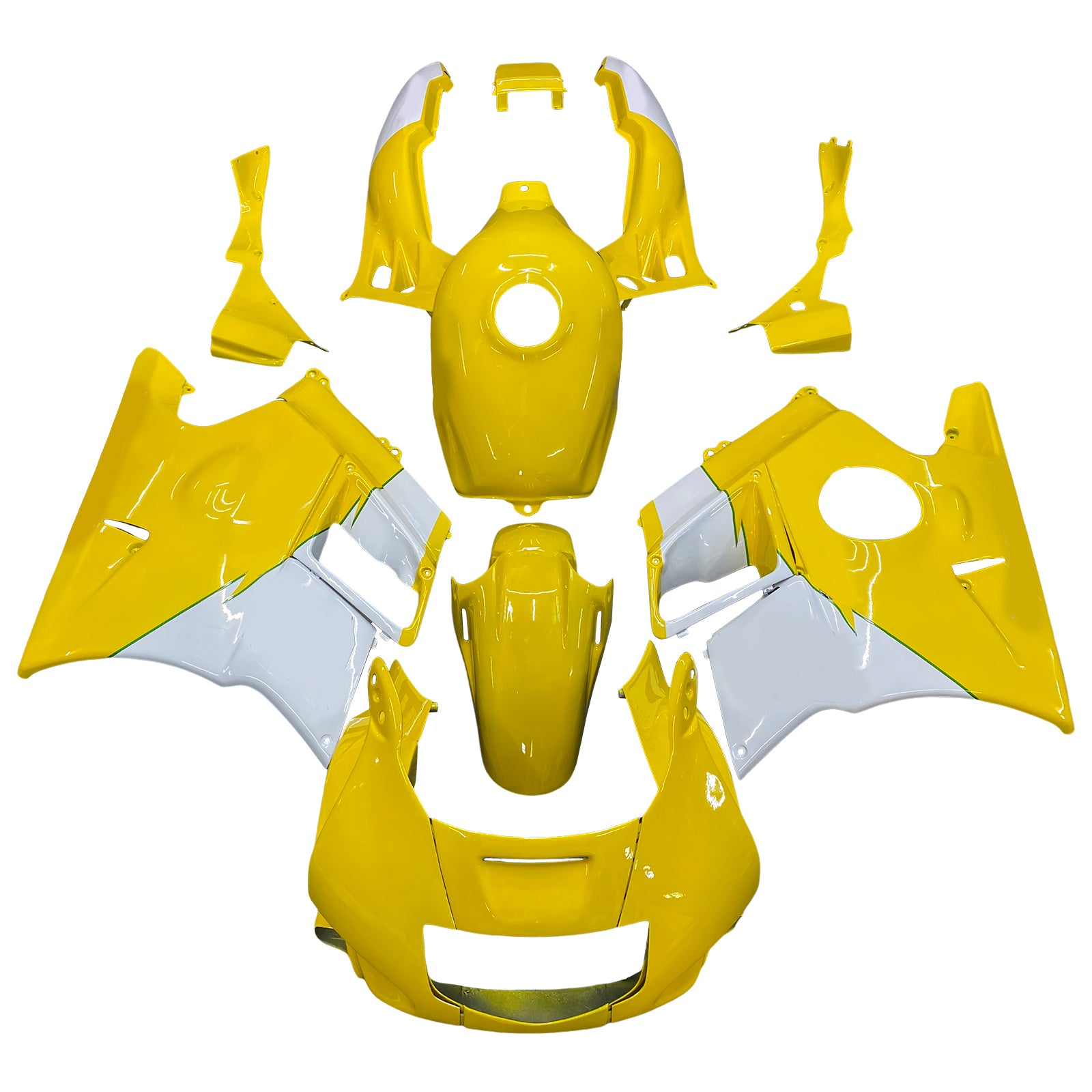 Amotopart 1991–1994 Honda CBR600 F2 Gelb-weißes Verkleidungsset