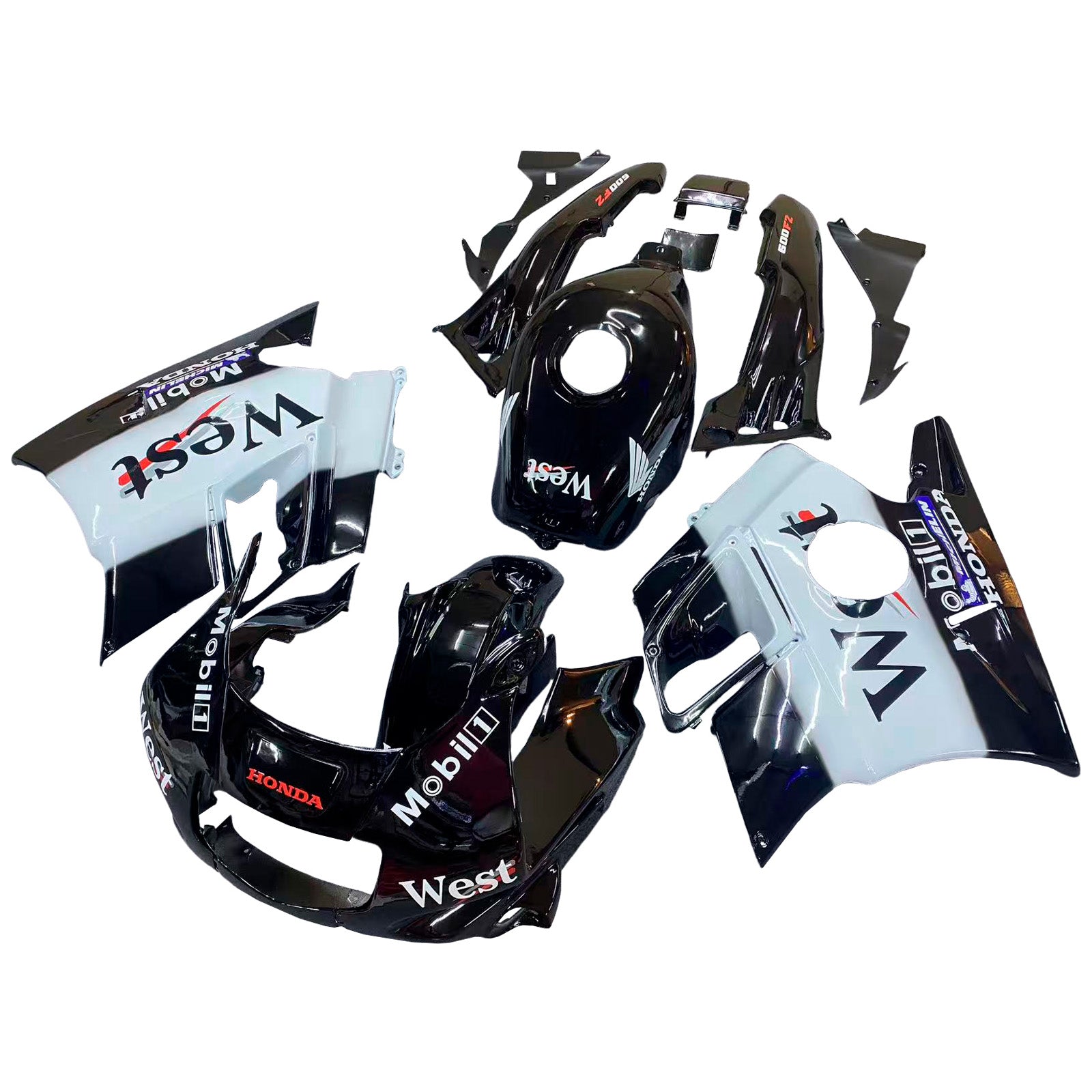Amotopart 1991-1994 Honda CBR600 F2 Black White Fairing Kit