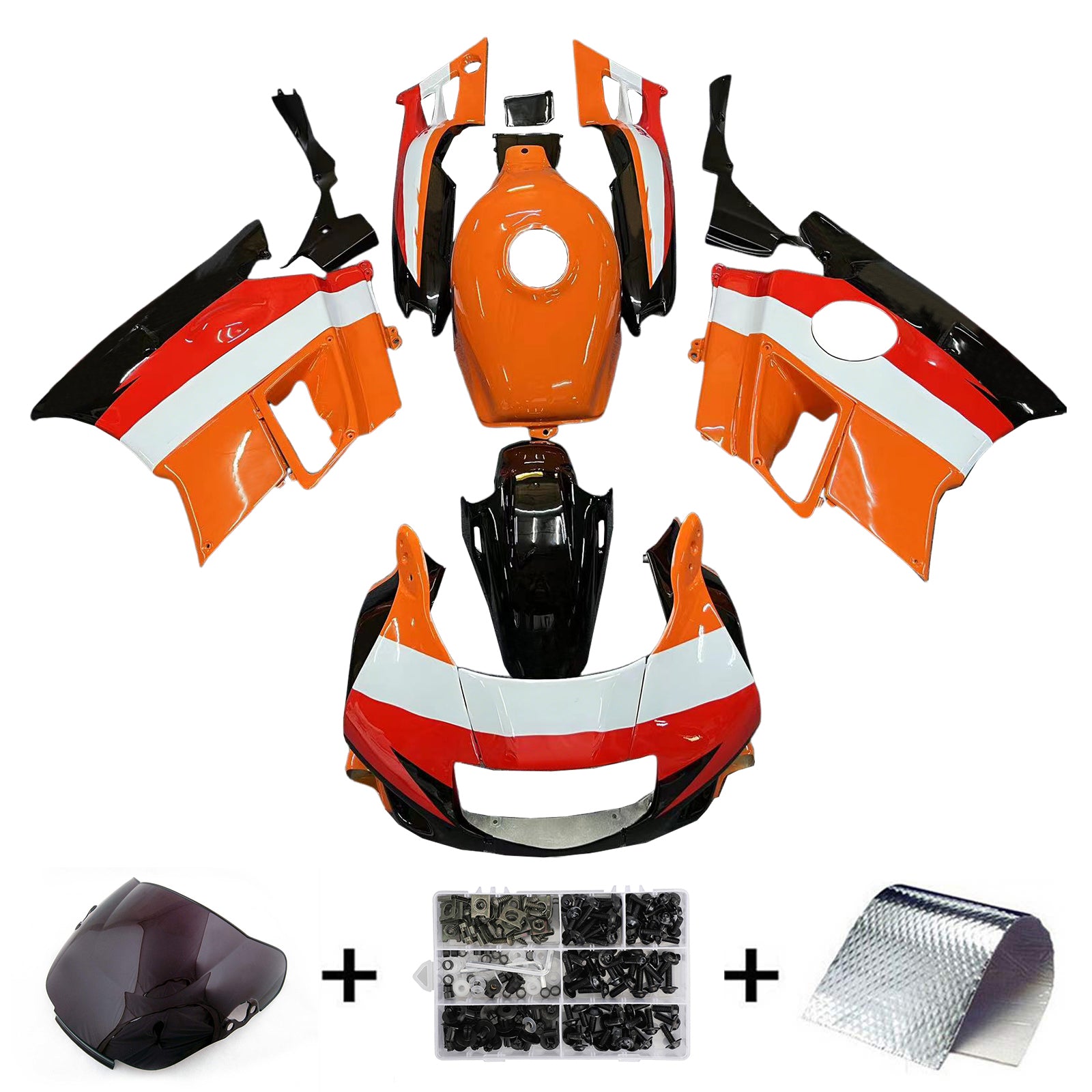 Amotopart 1991-1994 Honda CBR600 F2 Orange White Black Fairing Kit