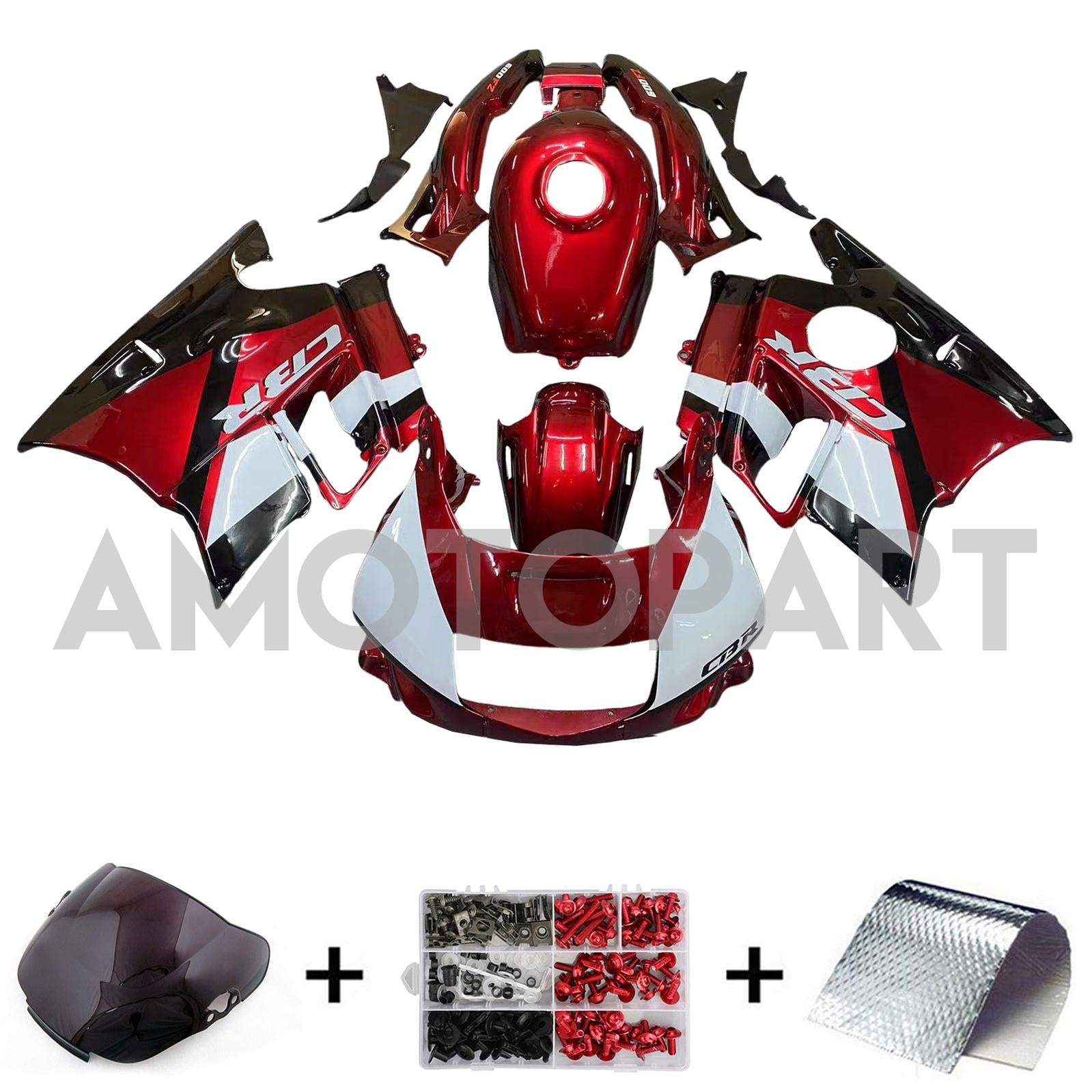 Amotopart 1991-1994 Honda CBR600 F2 Red White Black Fairing Kit
