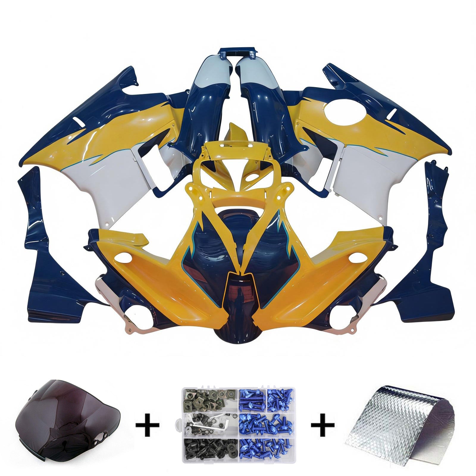 Amotopart 1991-1994 Honda CBR600 F2 Yellow Blue White Fairing Kit