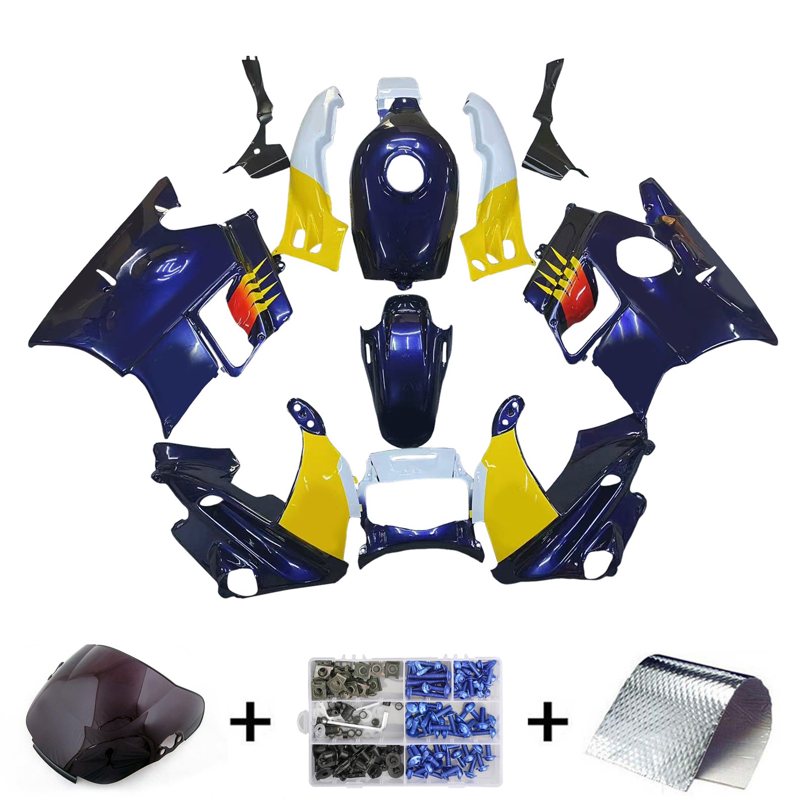 Amotopart 1991-1994 ホンダ CBR600 F2 ブラック ホワイト イエロー フェアリングキット