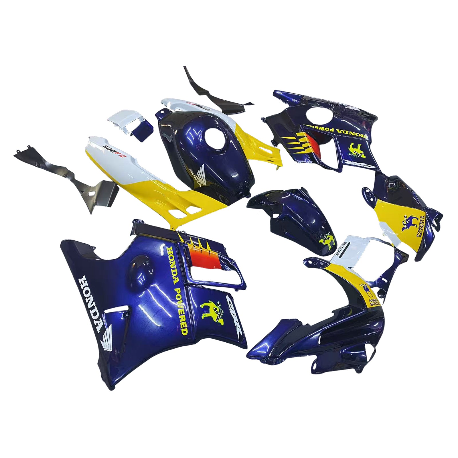 Amotopart 1991-1994 Honda CBR600 F2 Black White Yellow Fairing Kit