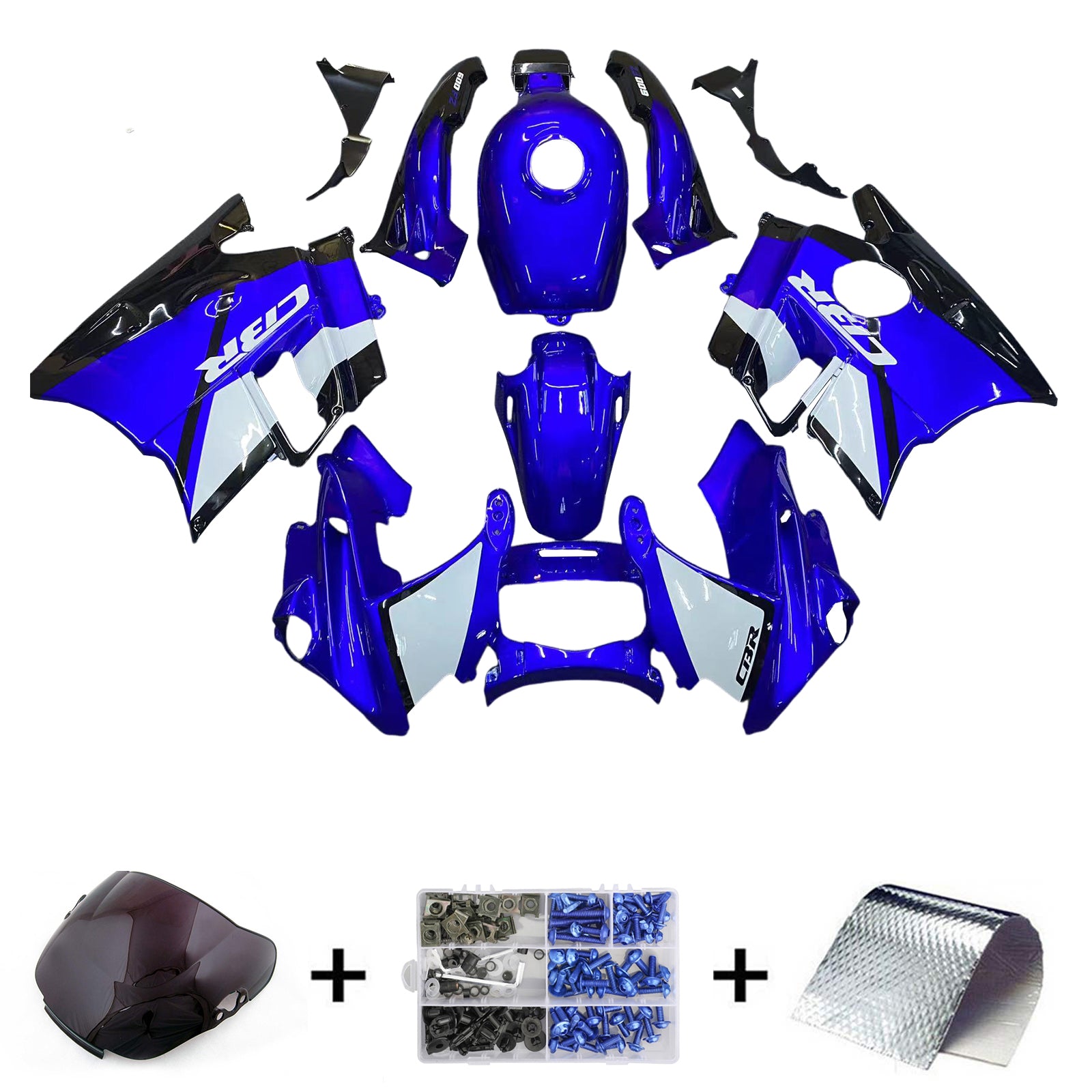 Amotopart 1991-1994 ホンダ CBR600 F2 ブルー ホワイト ブラック フェアリングキット
