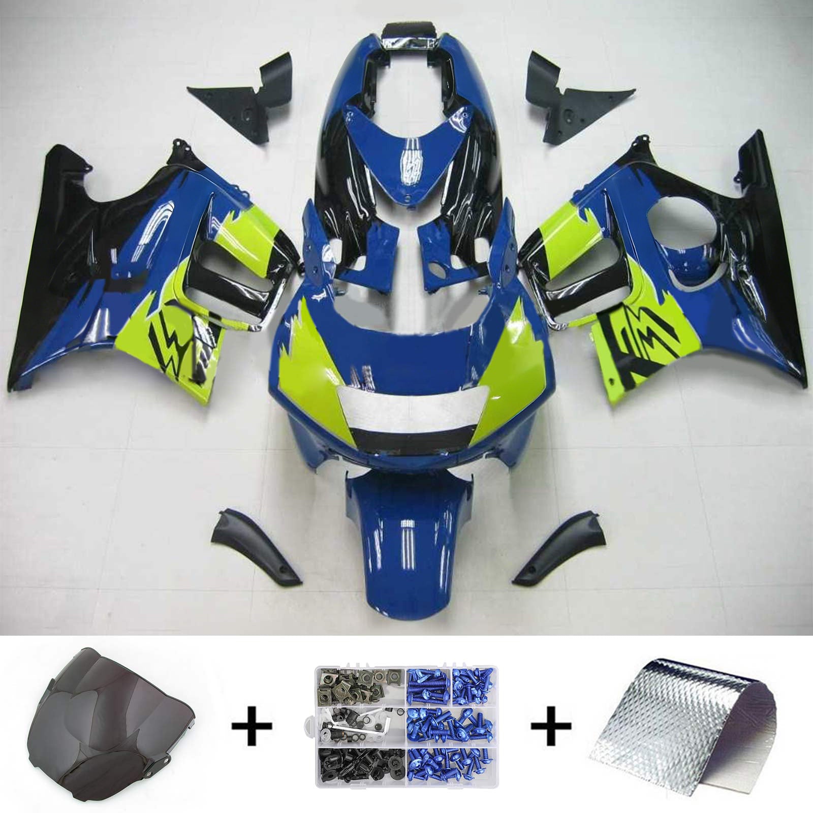 Amotopart 1995-1996 Honda CBR600 F3 Fairing Green&Blue Kit