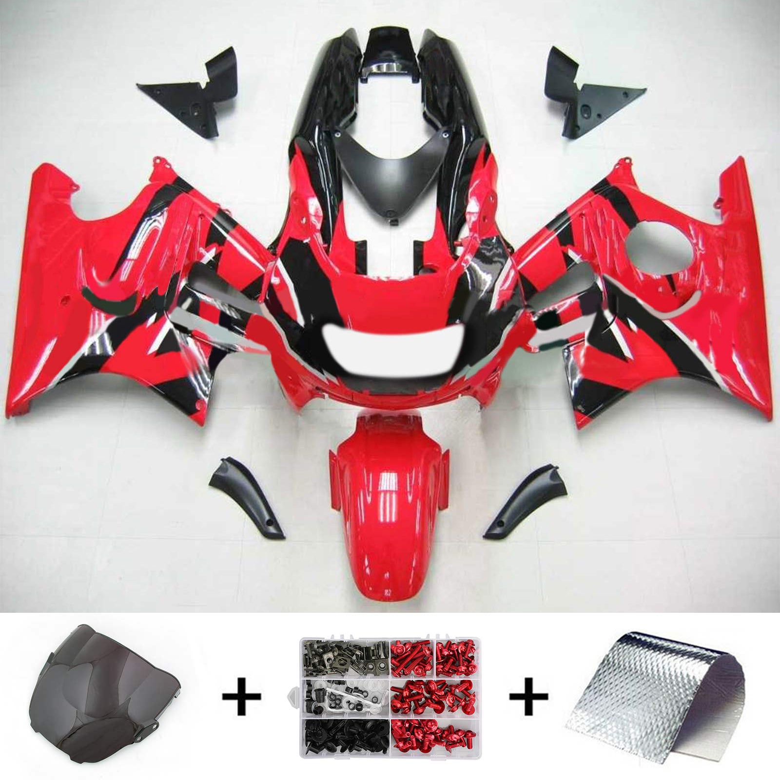 Amotopart 1997-1998 Honda CBR600 F3 Fairing Black&Red Style4 Kit