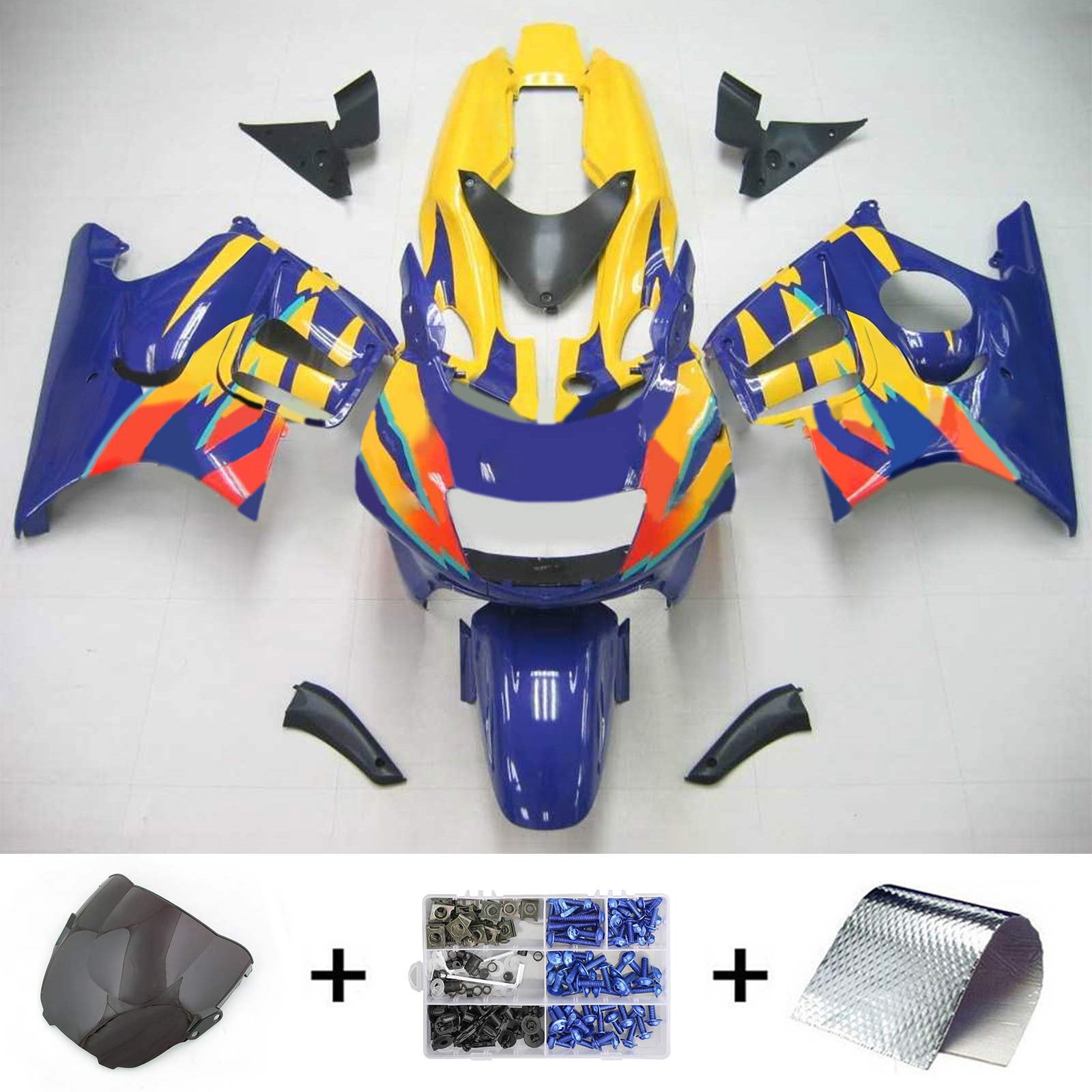 Amotopart 1997-1998 Honda CBR600 F3 Fairing Yellow&Blue Kit