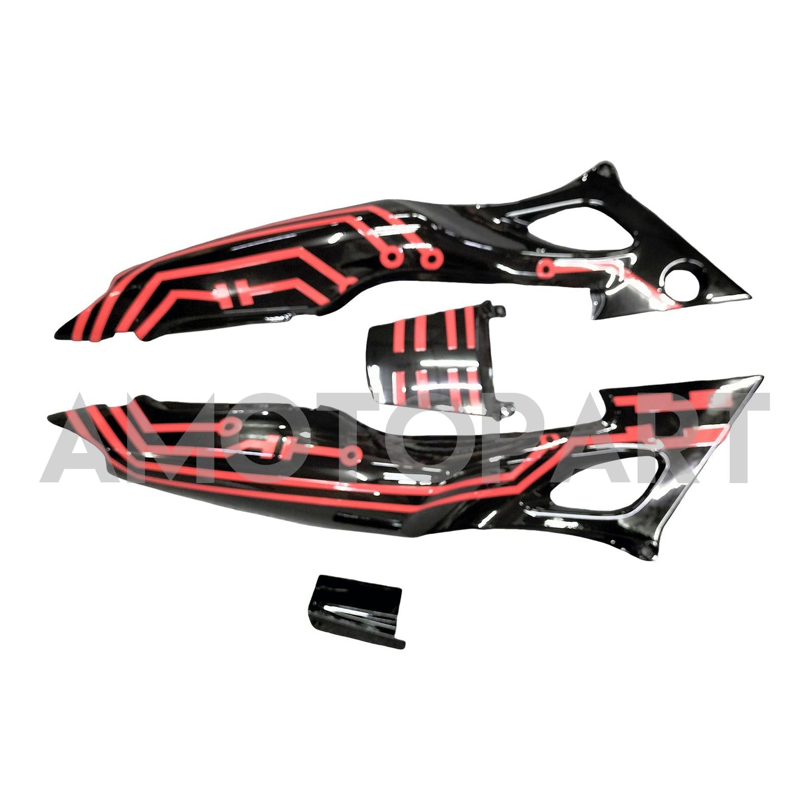 Amotopart Verkleidung für Honda CBR600 F3 (1997–1998), schwarz & Red Style3 Kit