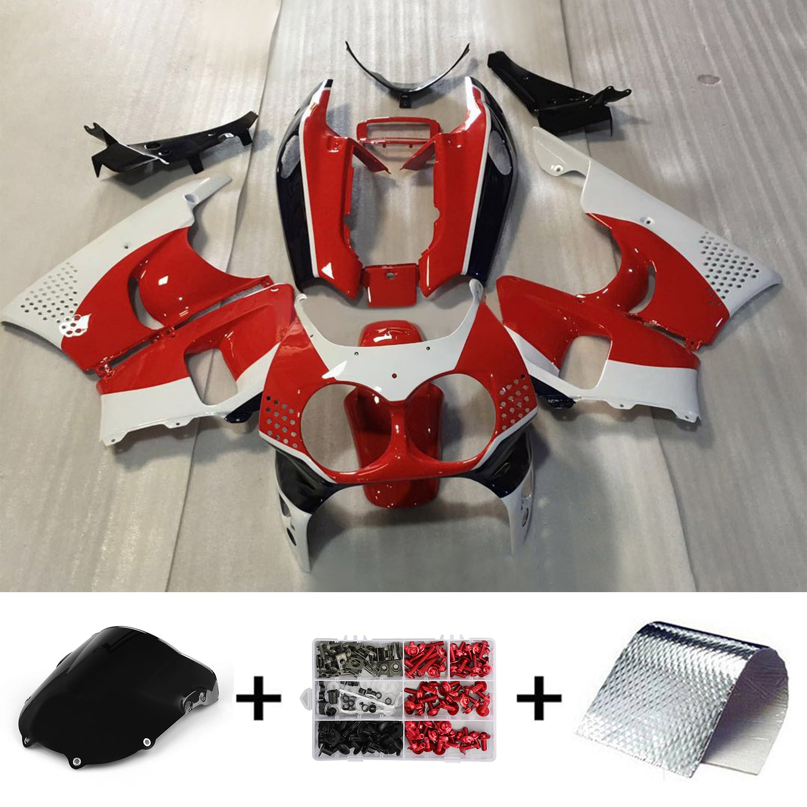 Amotopart 1992-1993 ホンダ CBR900RR 893 フェアリング ホワイト&レッド キット