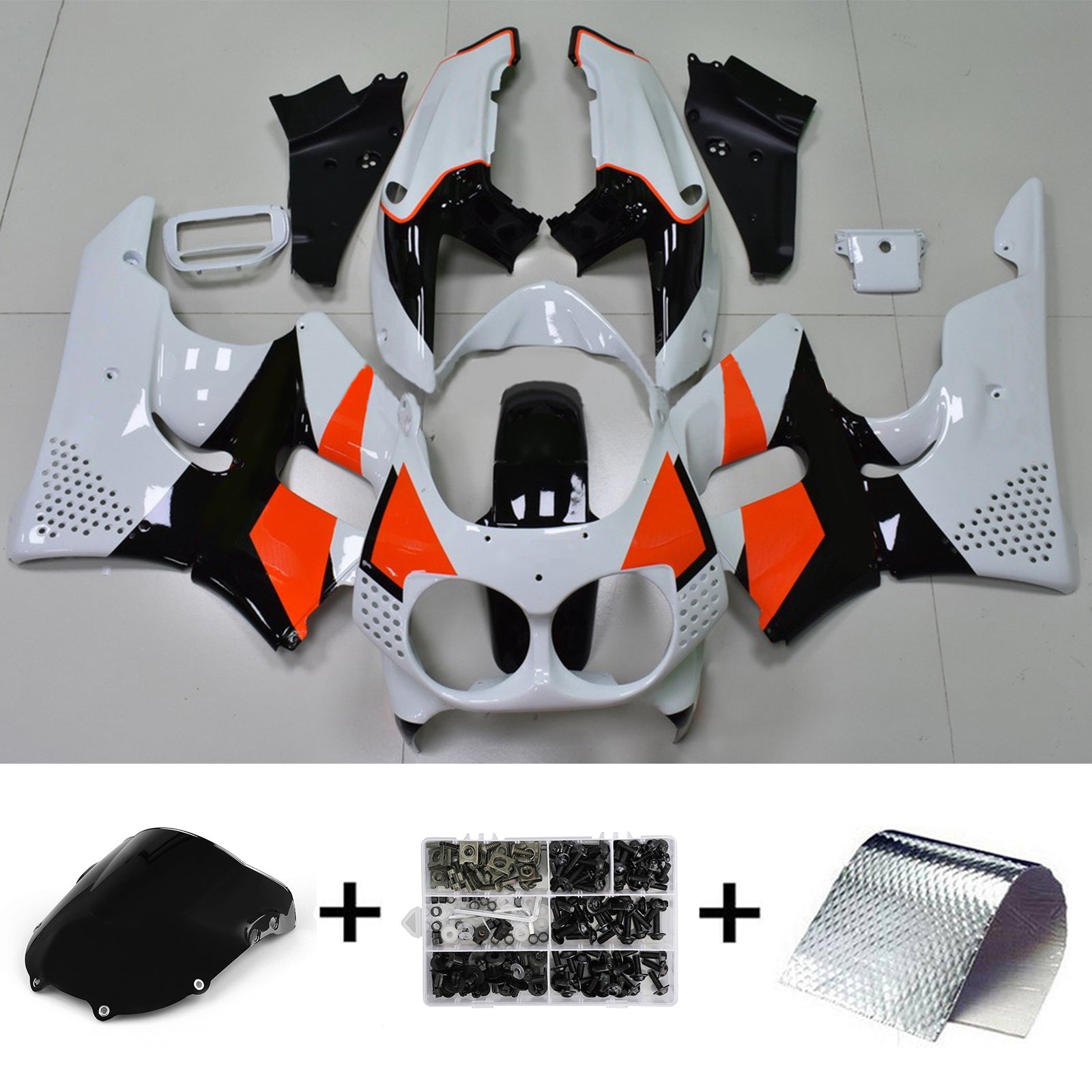 Amotopart 1992-1993 Honda CBR900RR 893 White&Orange Fairing Kit