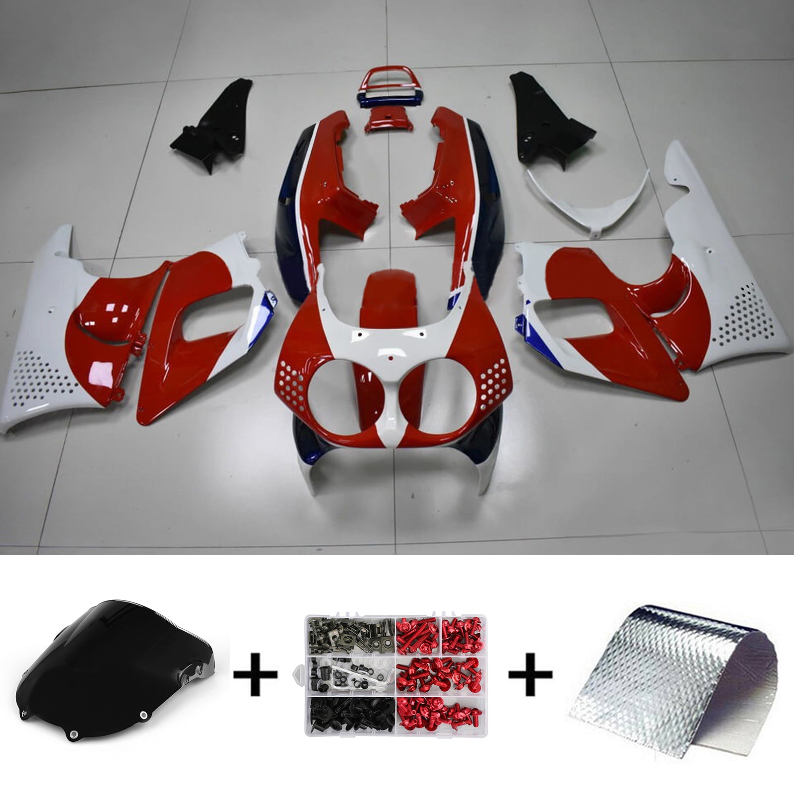 Amotopart 1992-1993 Honda CBR900RR 893 Fairing Red & White Kit