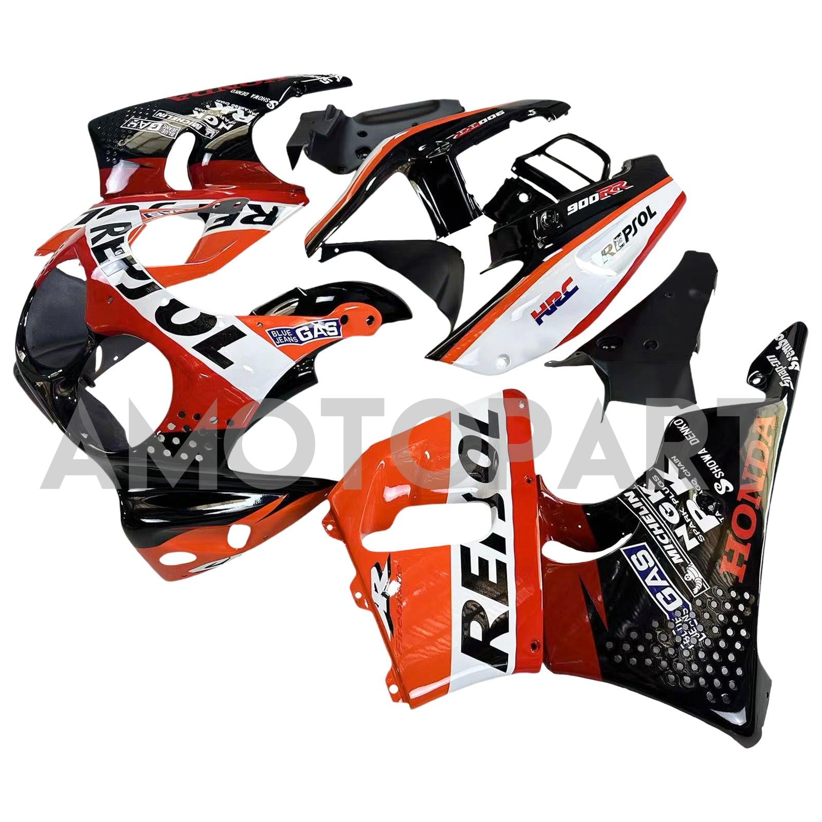 Amotopart 1992-1993 Honda CBR900RR 893 Fairing Red&Orange Repjol Kit