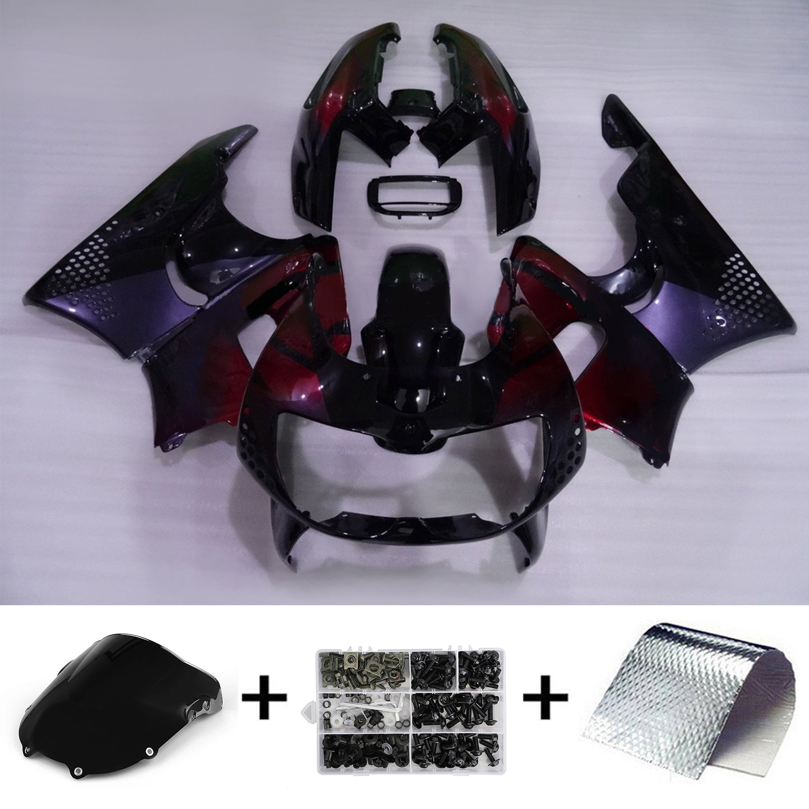 Amotopart 1994-1995 Honda CBR900RR 893 Fairing Black&Red Style1 Kit