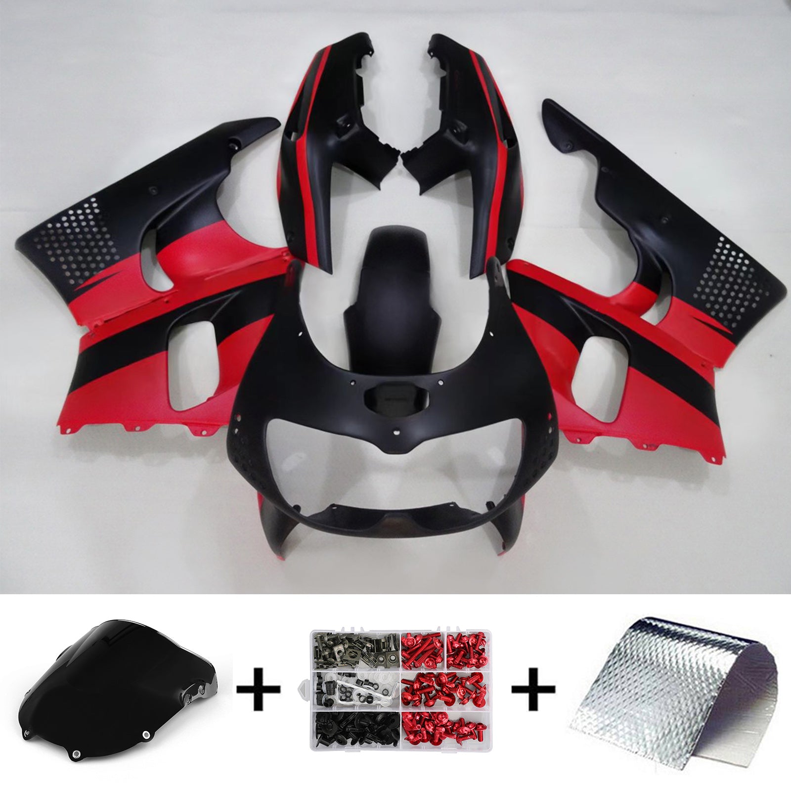 Amotopart 1994-1995 Honda CBR900RR 893 Carena Kit Repsol Nero Opaco e Rosso