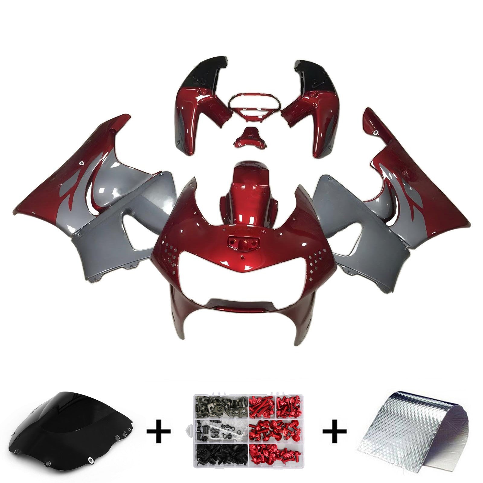 Amotopart 1998–1999 Honda CBR900RR 919 rot-graues Verkleidungsset