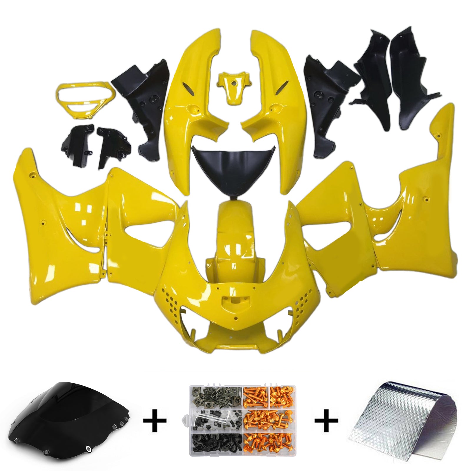 Amotopart 1998-1999 Honda CBR900RR 919 Kit de carénage noir jaune
