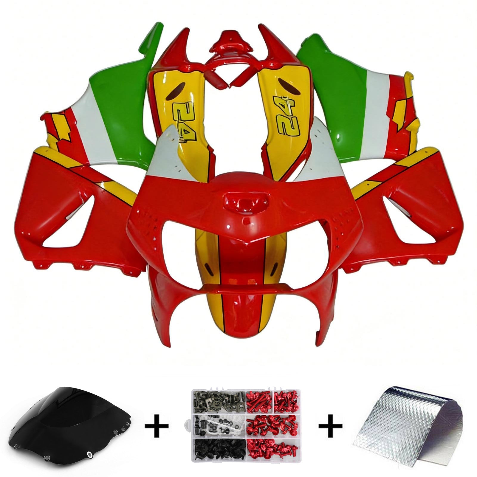 Amotopart 1998-1999 Honda CBR900RR 919 Roodgeel groene witte kuipkit