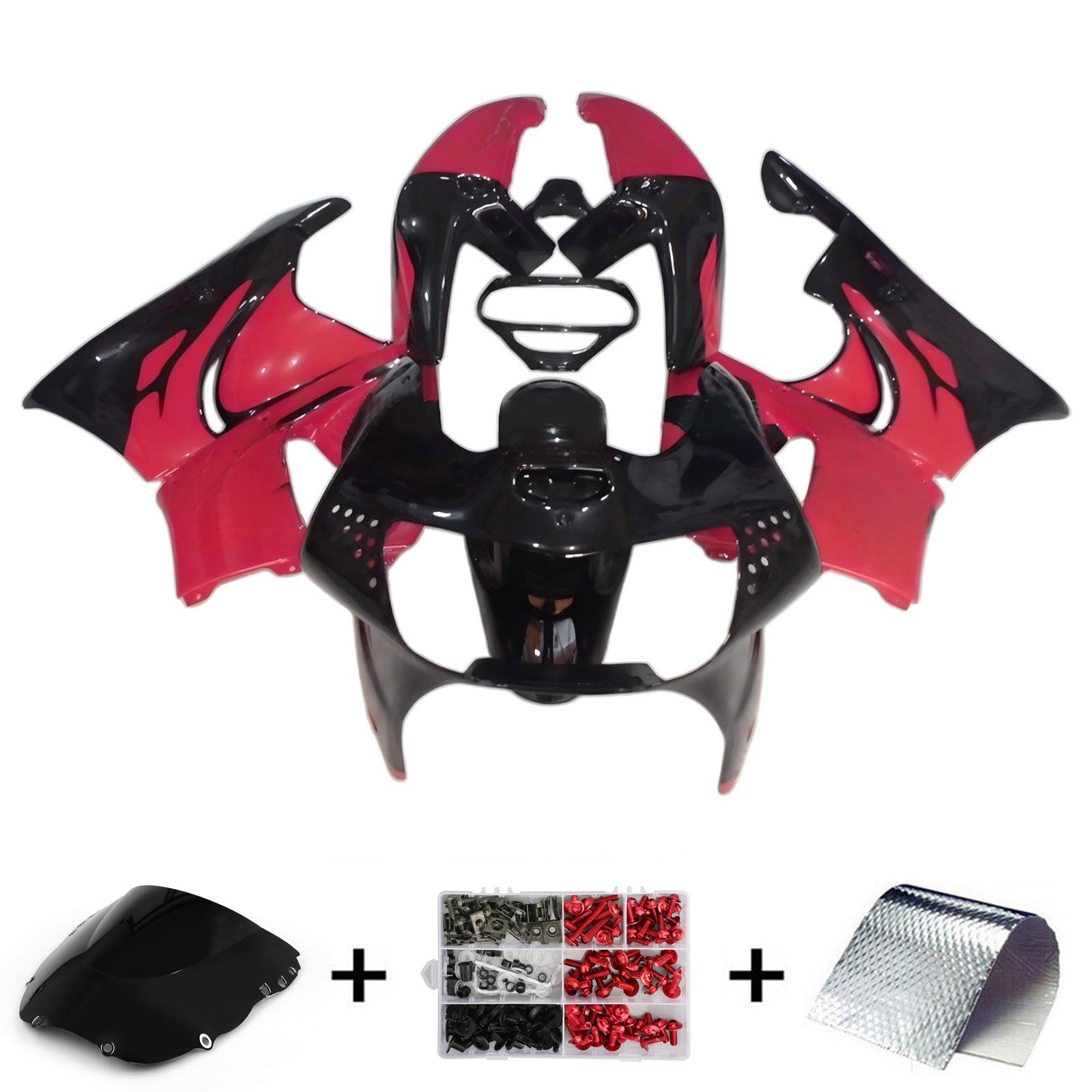 Amotopart 1998–1999 Honda CBR900RR 919 Schwarz-Rot-Verkleidungsset