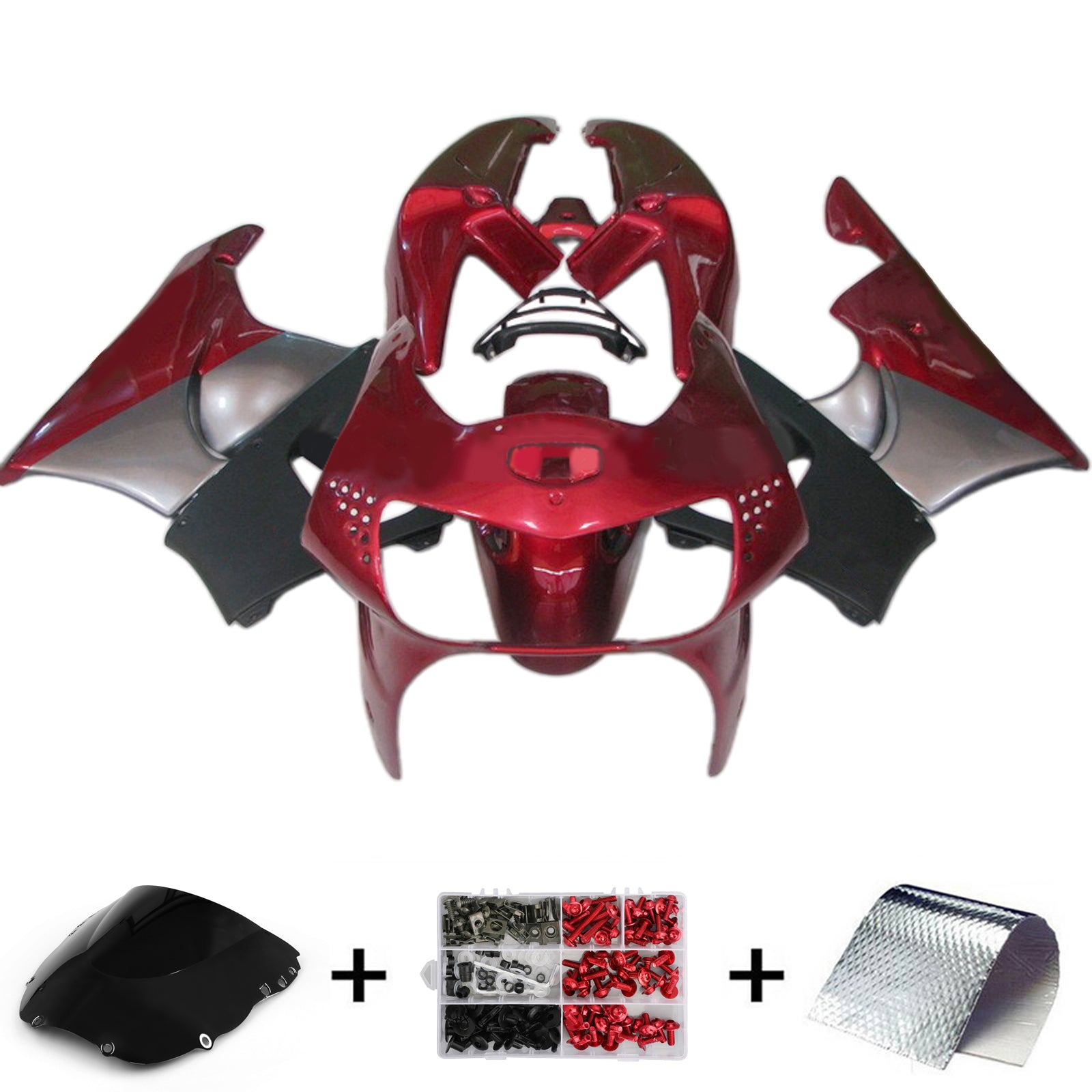 Amotopart 1998-1999 Honda CBR900RR 919 Kit de carénage gris noir rouge