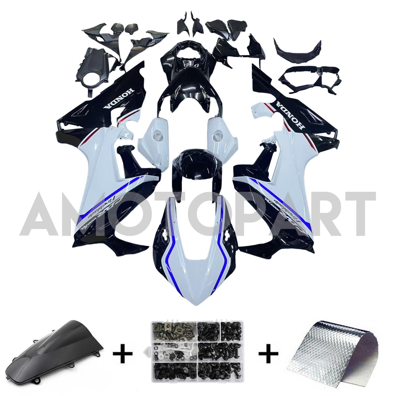 Amotopart 2017-2023 Honda CBR1000RR Kit de carenado blanco y negro