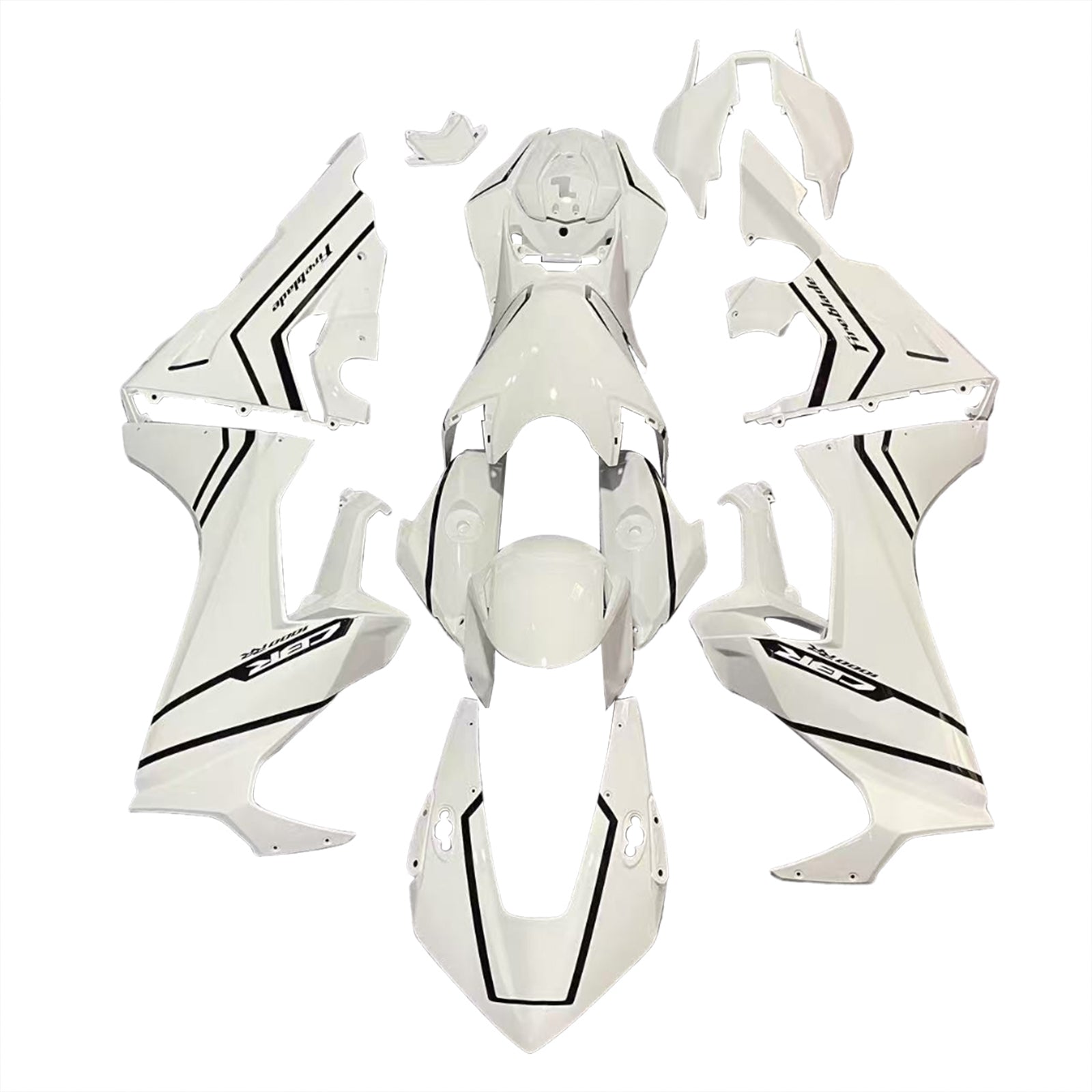 Amotopart 2017-2025 Honda CBR1000RR Fairing White & Black Stripe Kit
