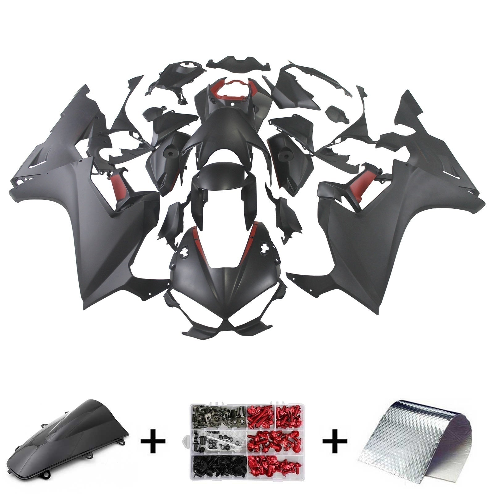 Amotopart 2017-2023 Honda CBR1000RR Carenado negro con kit de rayas rojas