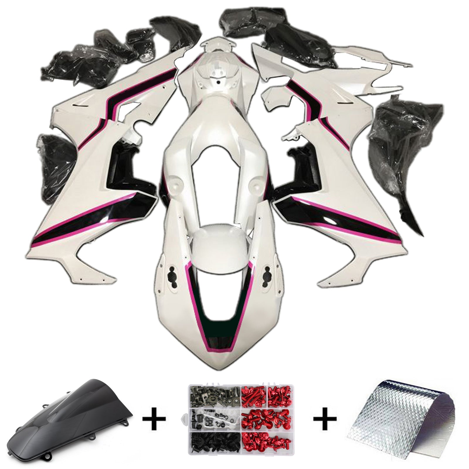 Amotopart 2017-2026 CBR1000RR Honda blanco con kit de carenado de rayas rojas